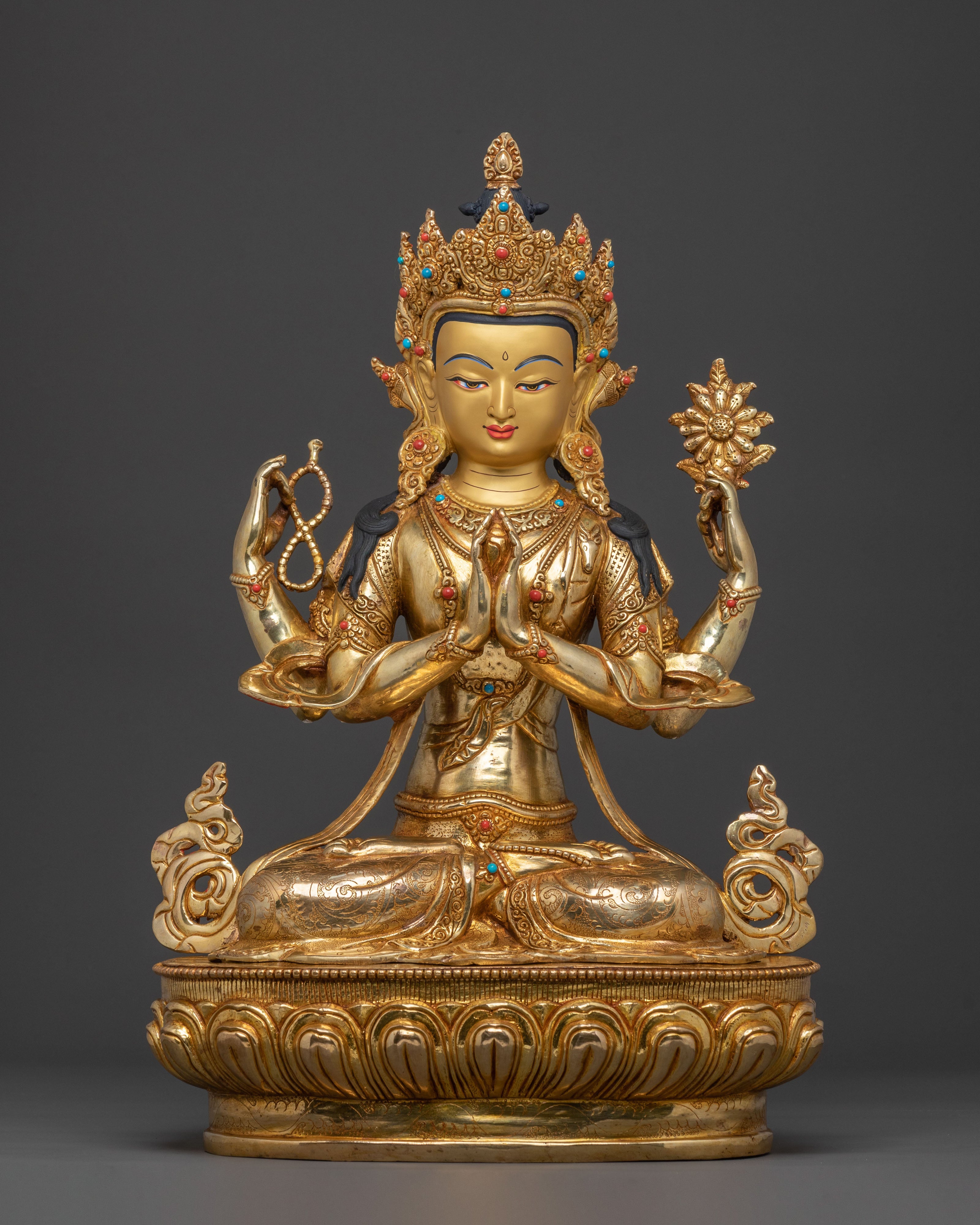 Bodhisattva Chenrezig Compassion Statue | Tibetan Buddhist Sacred Art