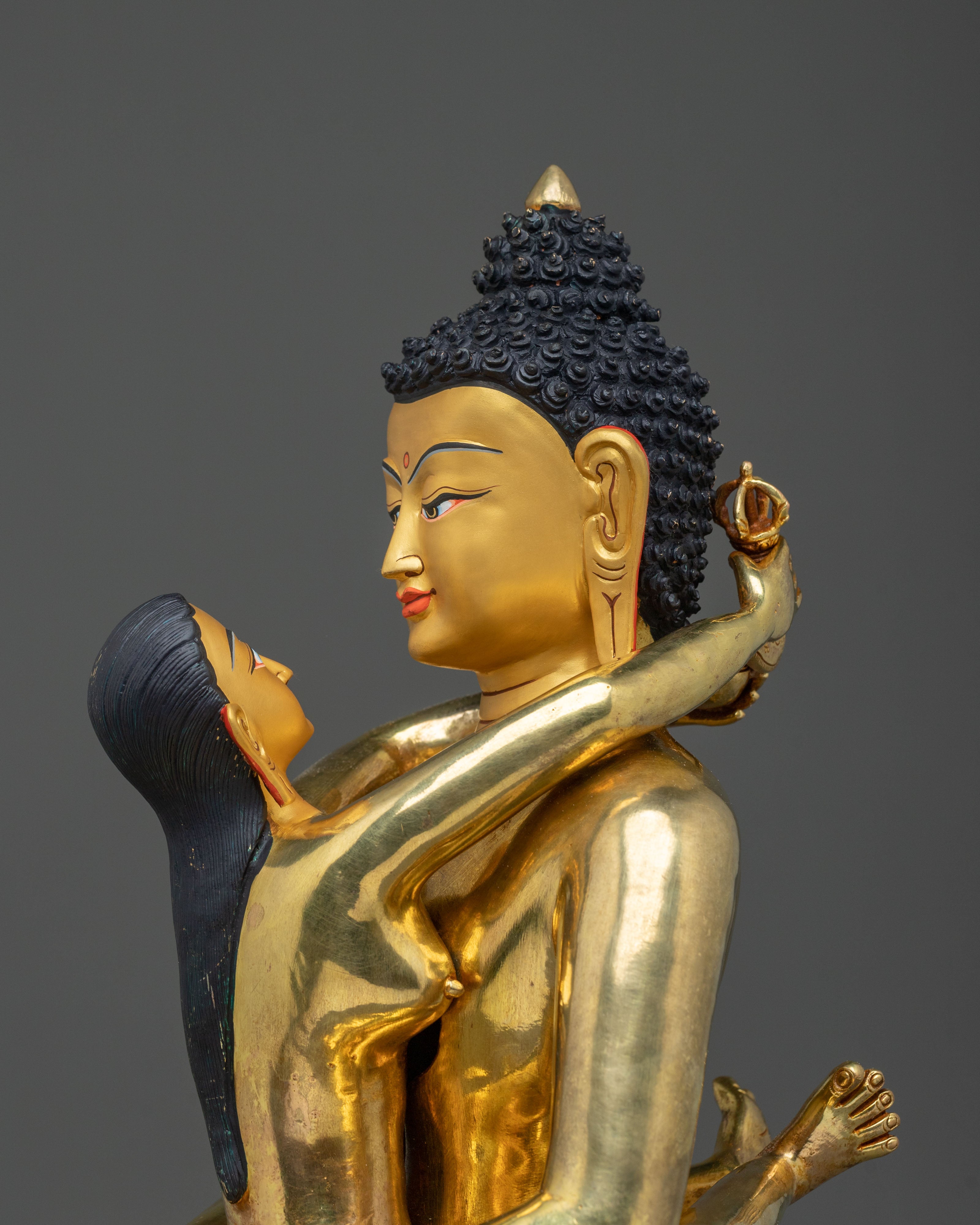 Samantabhadra Statue with Consort | 24K Gilded Copper Figurine
