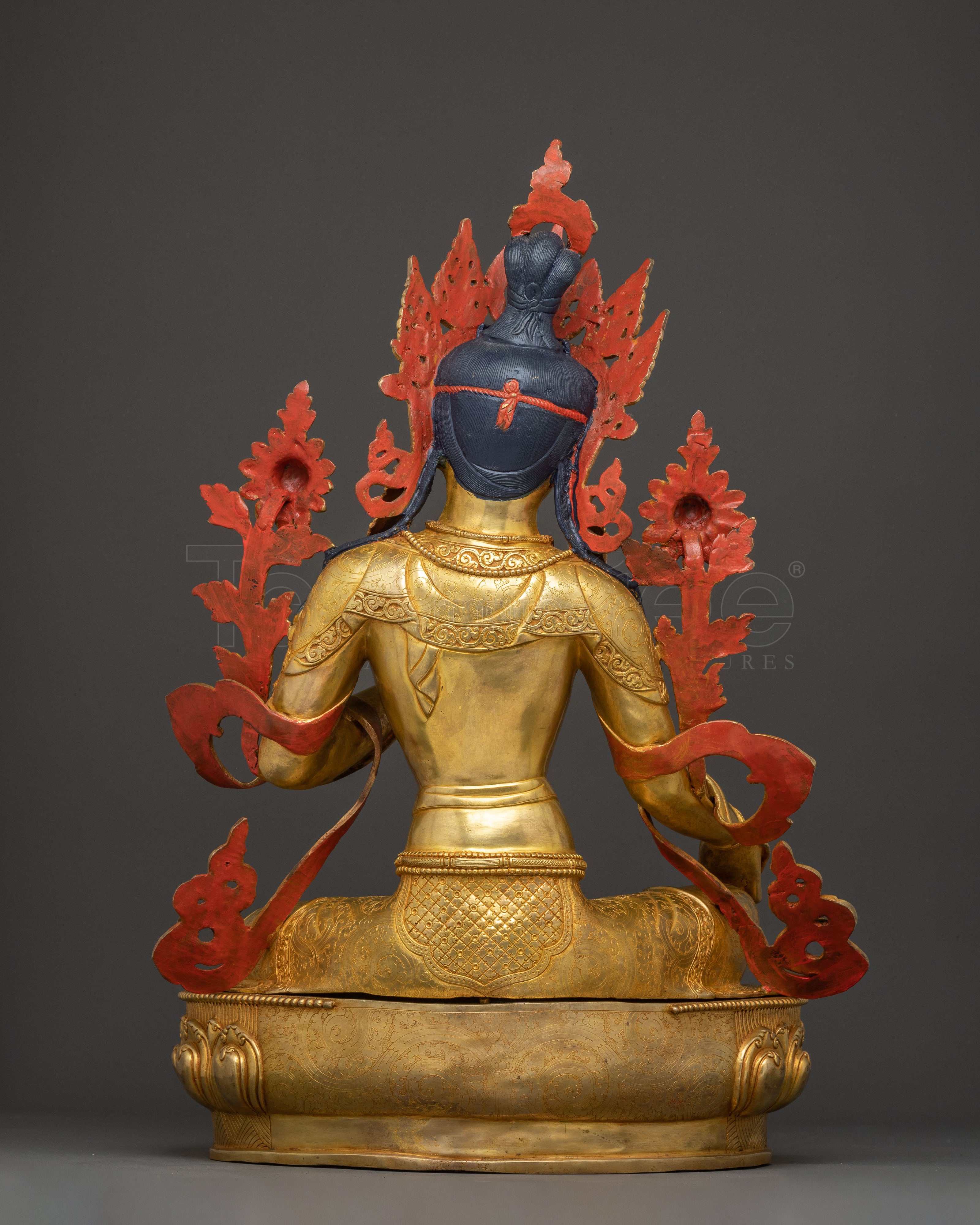 Green Tara Buddhist Deity Statue | 24K Gold Gilded & Copper Statue
