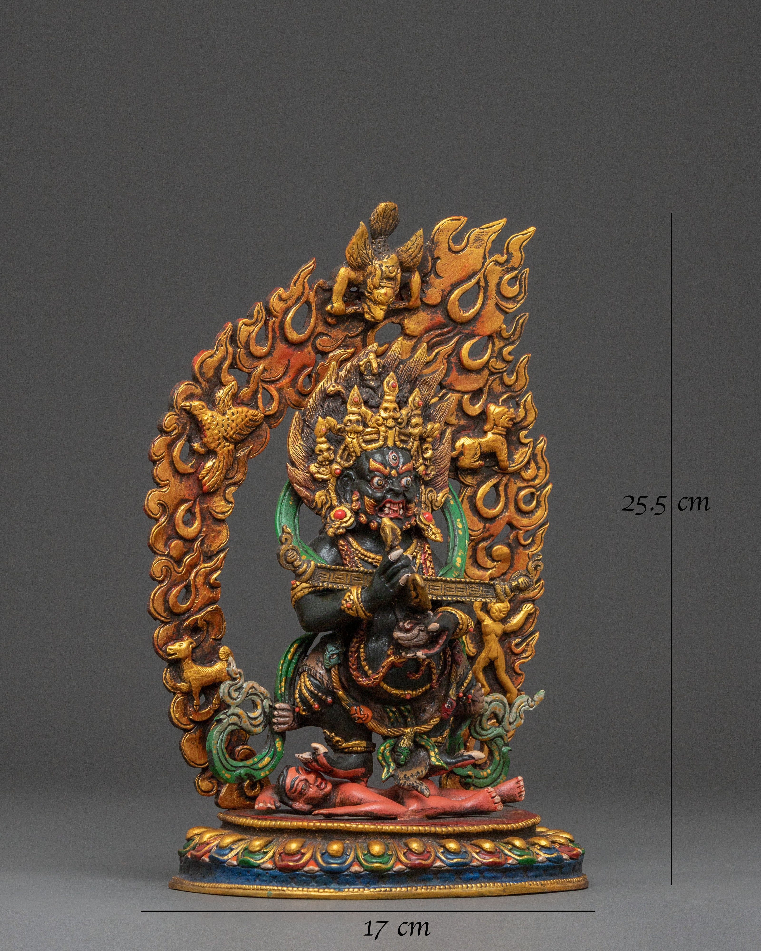 Sakya Mahakala Protection Statue – Hand-Gilded Copper Art