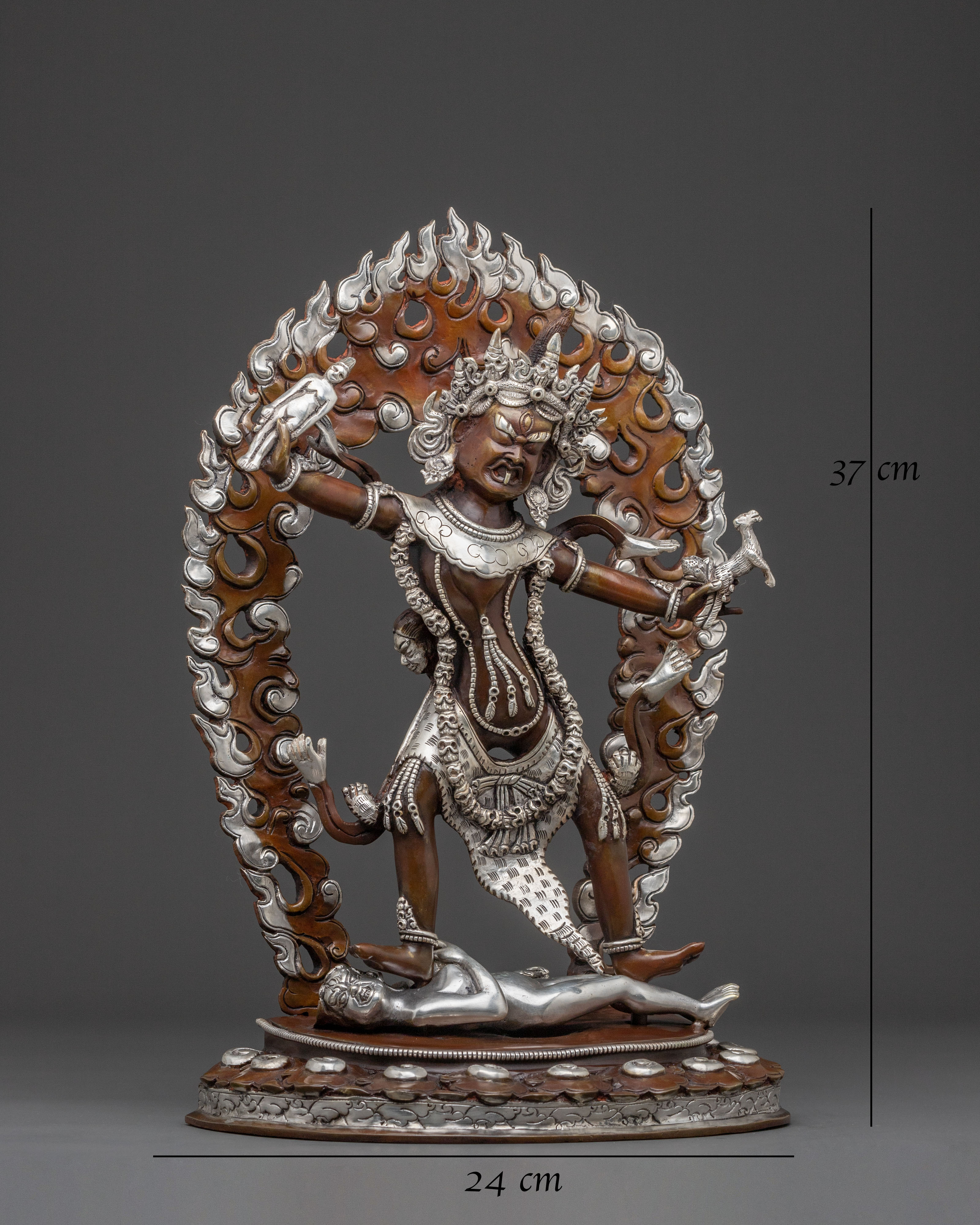 Ekajati Bodhisattva: Serene Oxidized Copper Sculpture