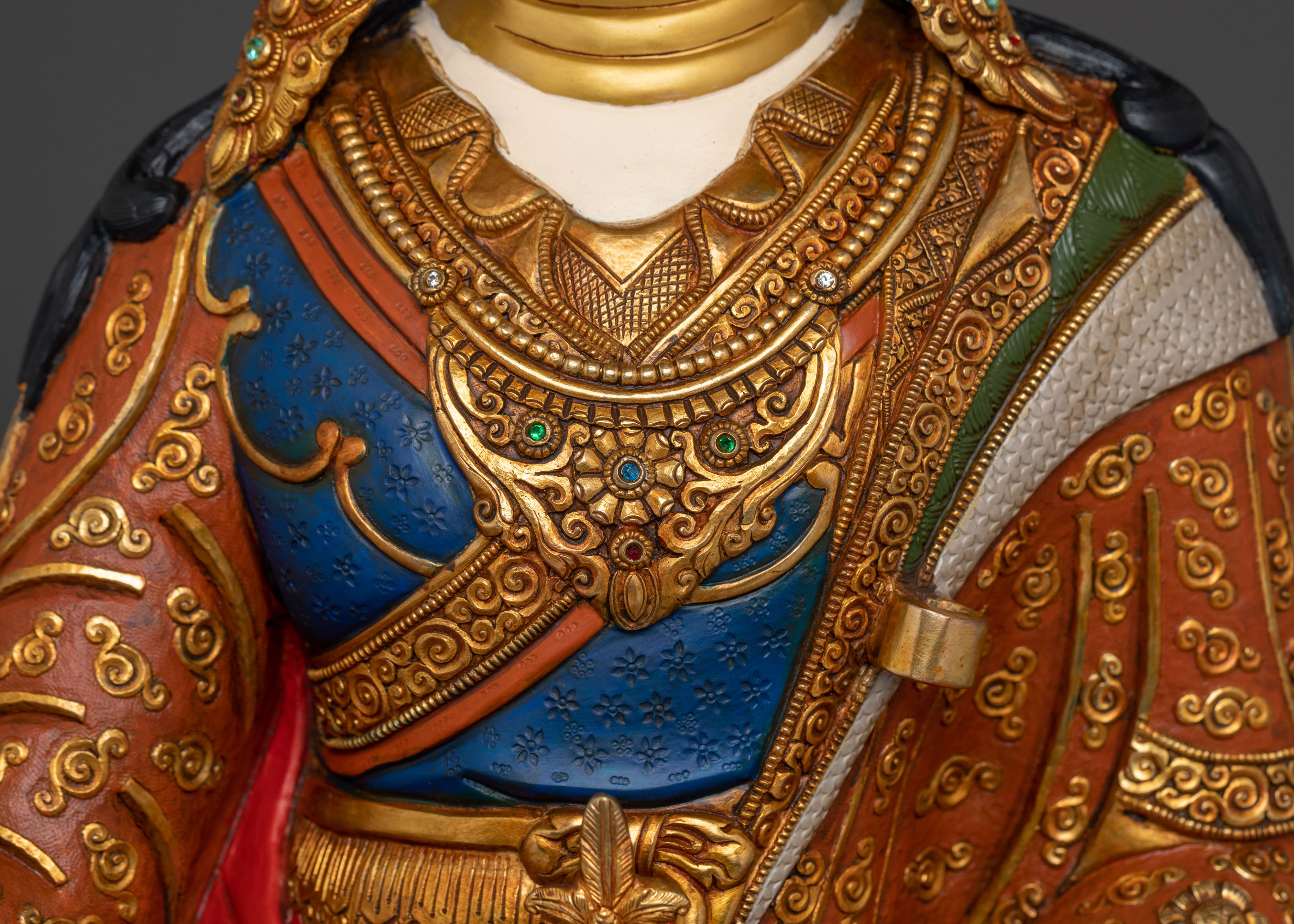 Guru Rinpoche Vajrayana Master Sculpture | Tibetan Buddhist Altar Decor