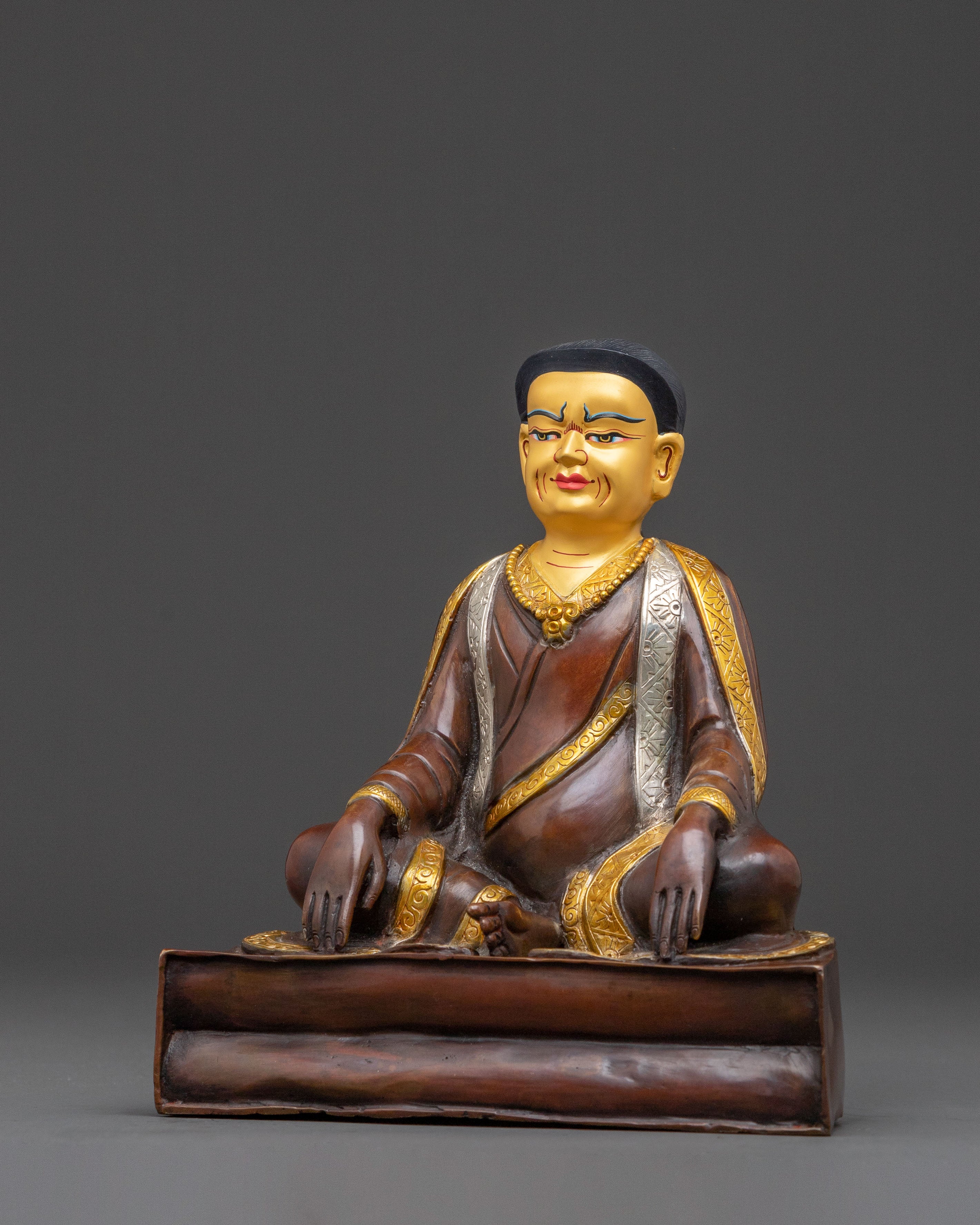 Marpa Dharma Teacher Statue - Handcrafted Gilded Copper