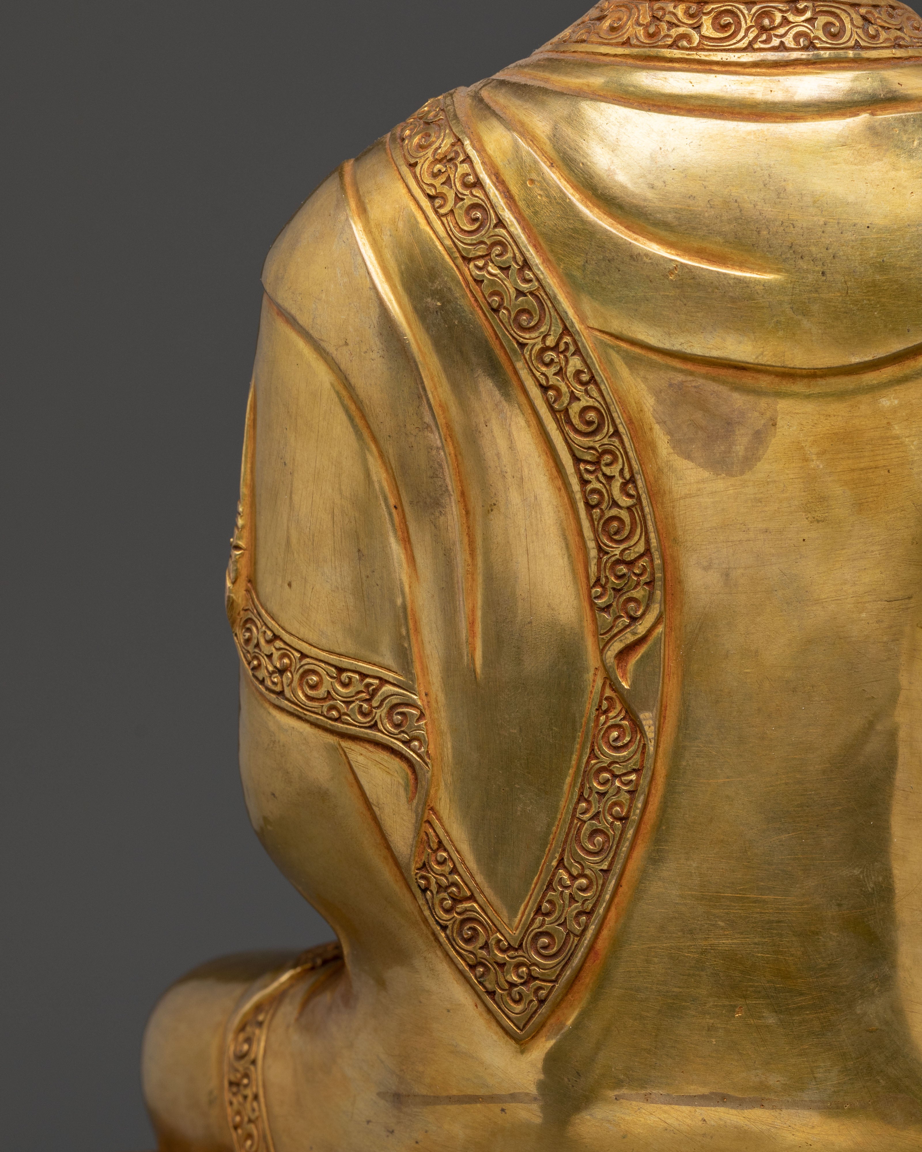 Medicine Buddha: Handcrafted 24K Golden Gilded Statue