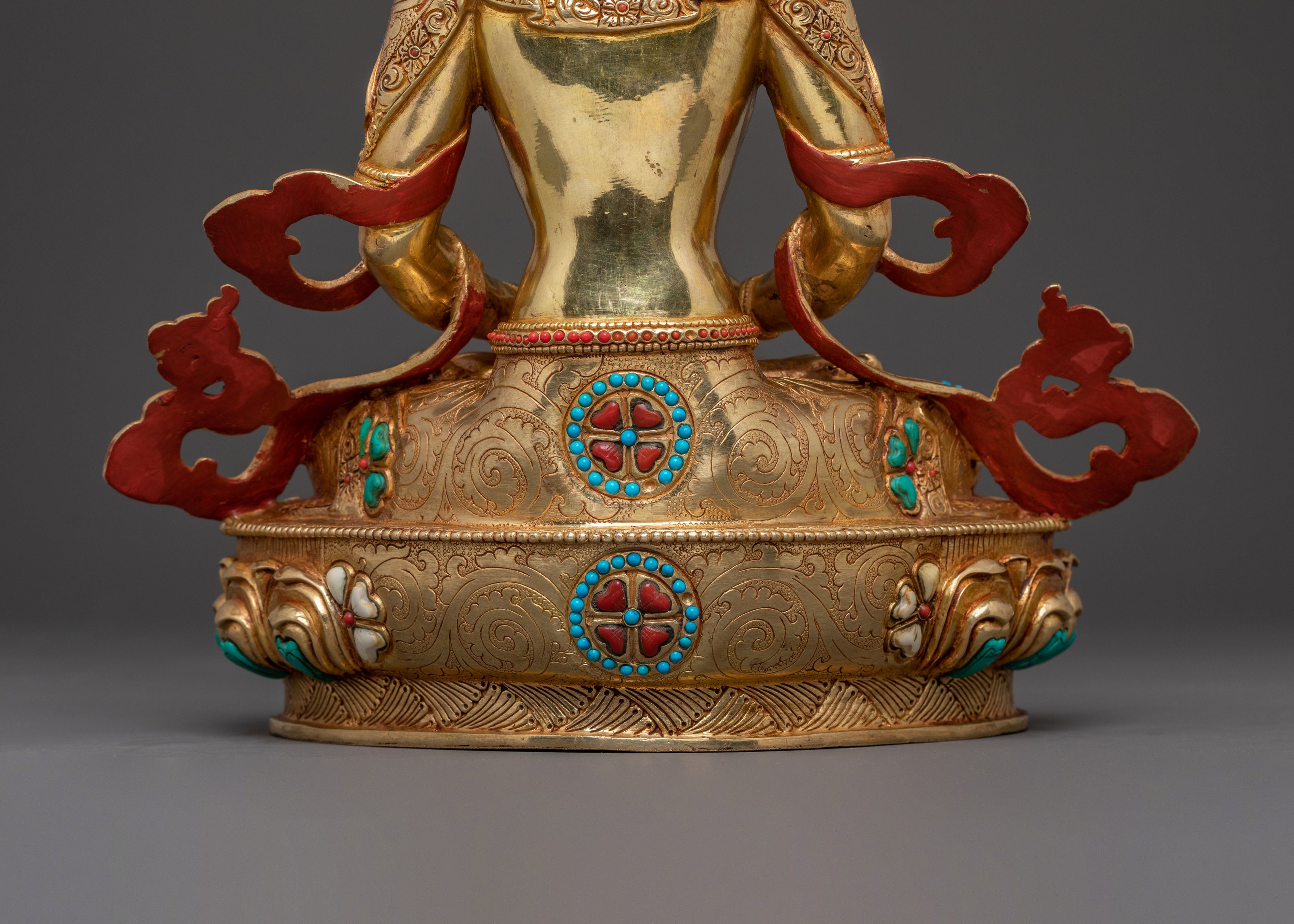 Amitayus Sacred Handcrafted Statue: 24K Gold Gilded Masterpiece