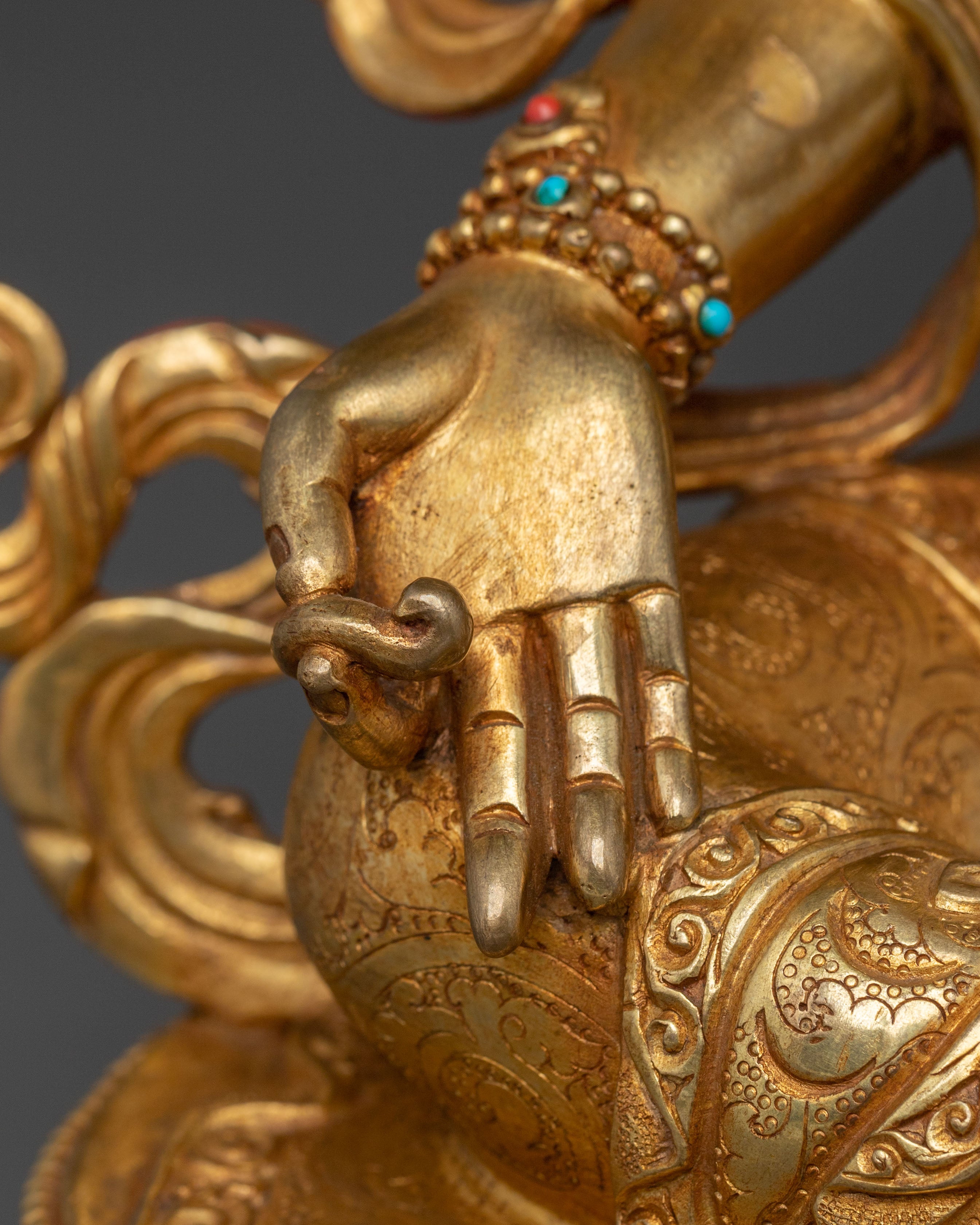 Green Tara Blessing Statue with 24K Gold Glided