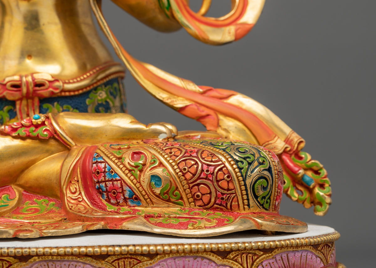 Manjushri 24K Gold Gilded Copper Statue: Wisdom Embodied
