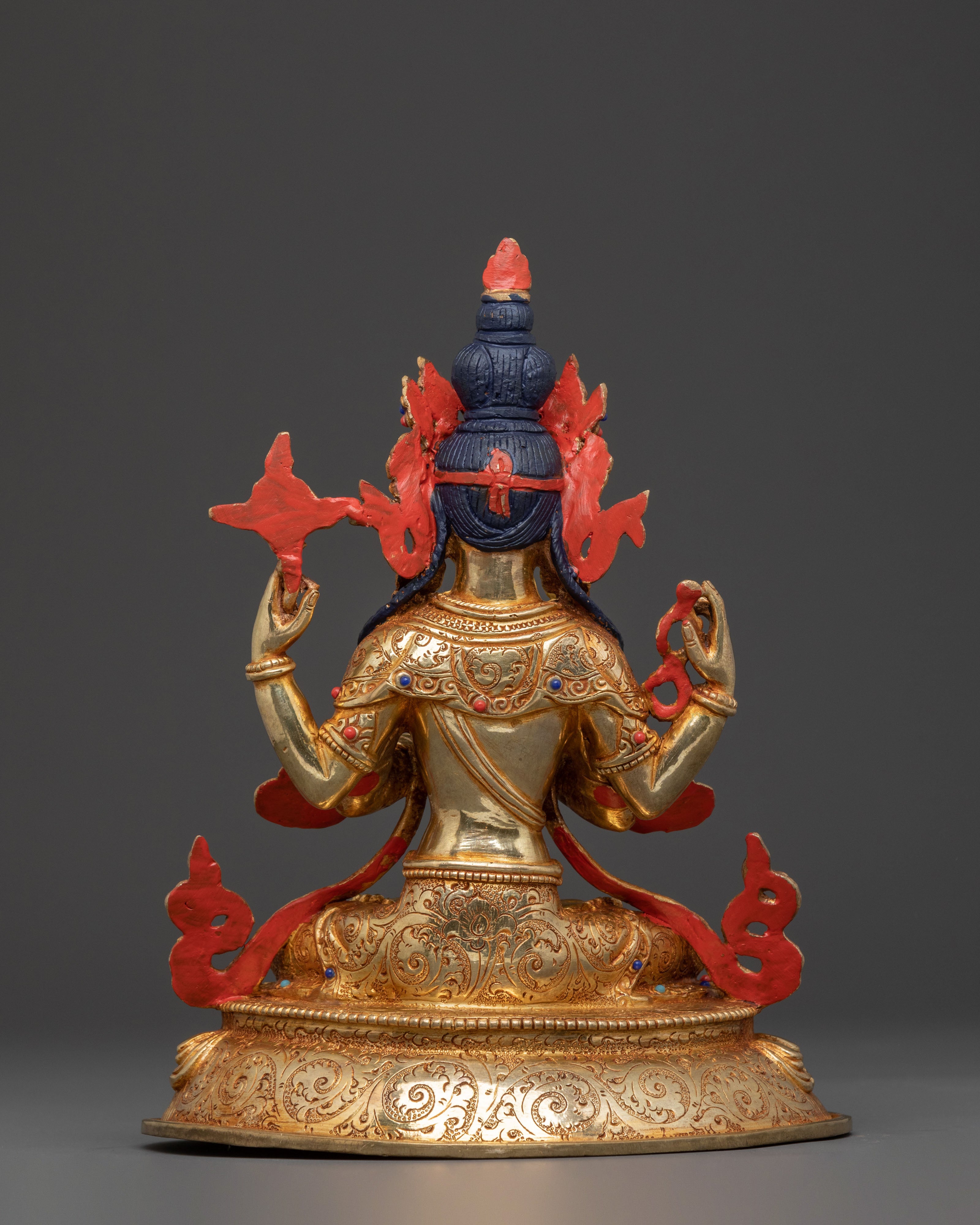 Chenrezig Mercy Statue: 24K Gold Gilded Copper