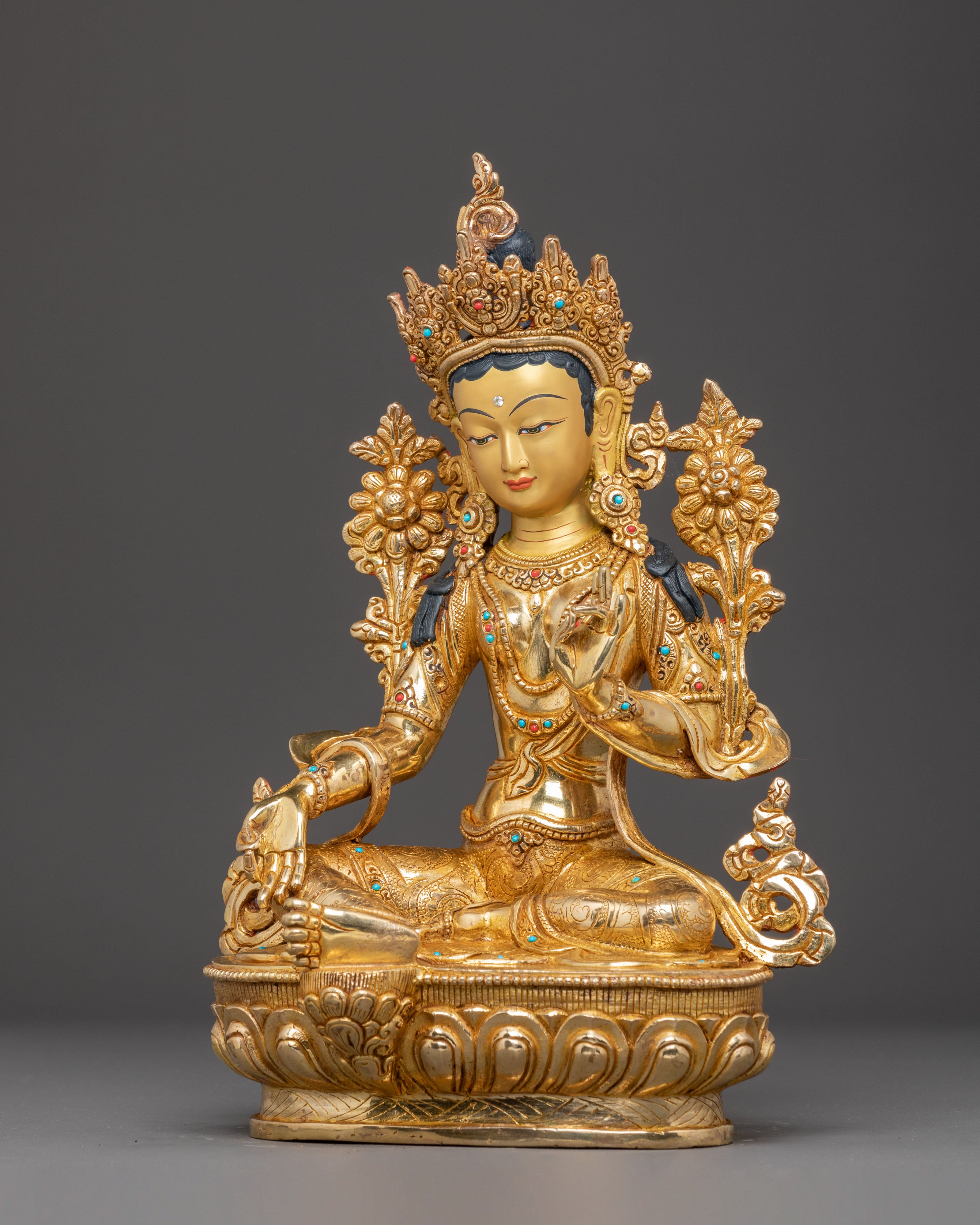 Green Tara Statue: Mother of Buddhas | Traditional Himalayan Sculpture