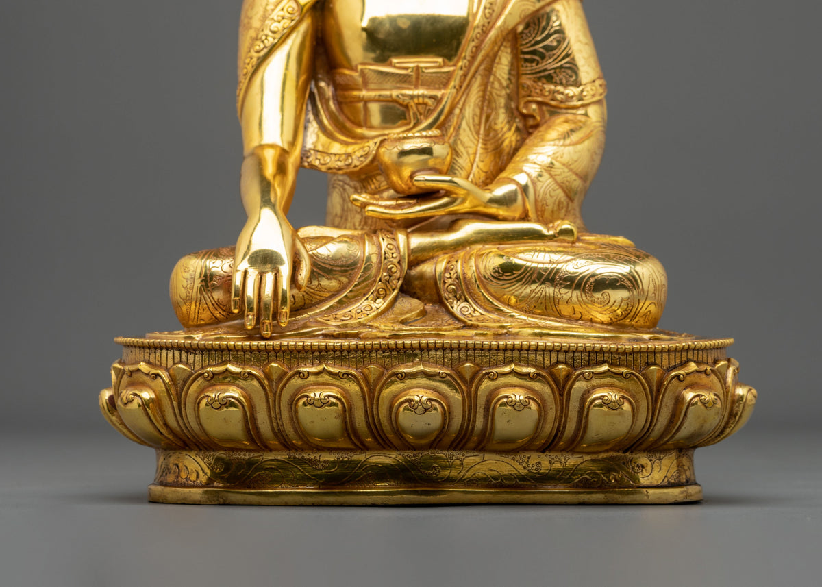 Hand-Carved Shakyamuni Buddha Sculpture of Enlightenment