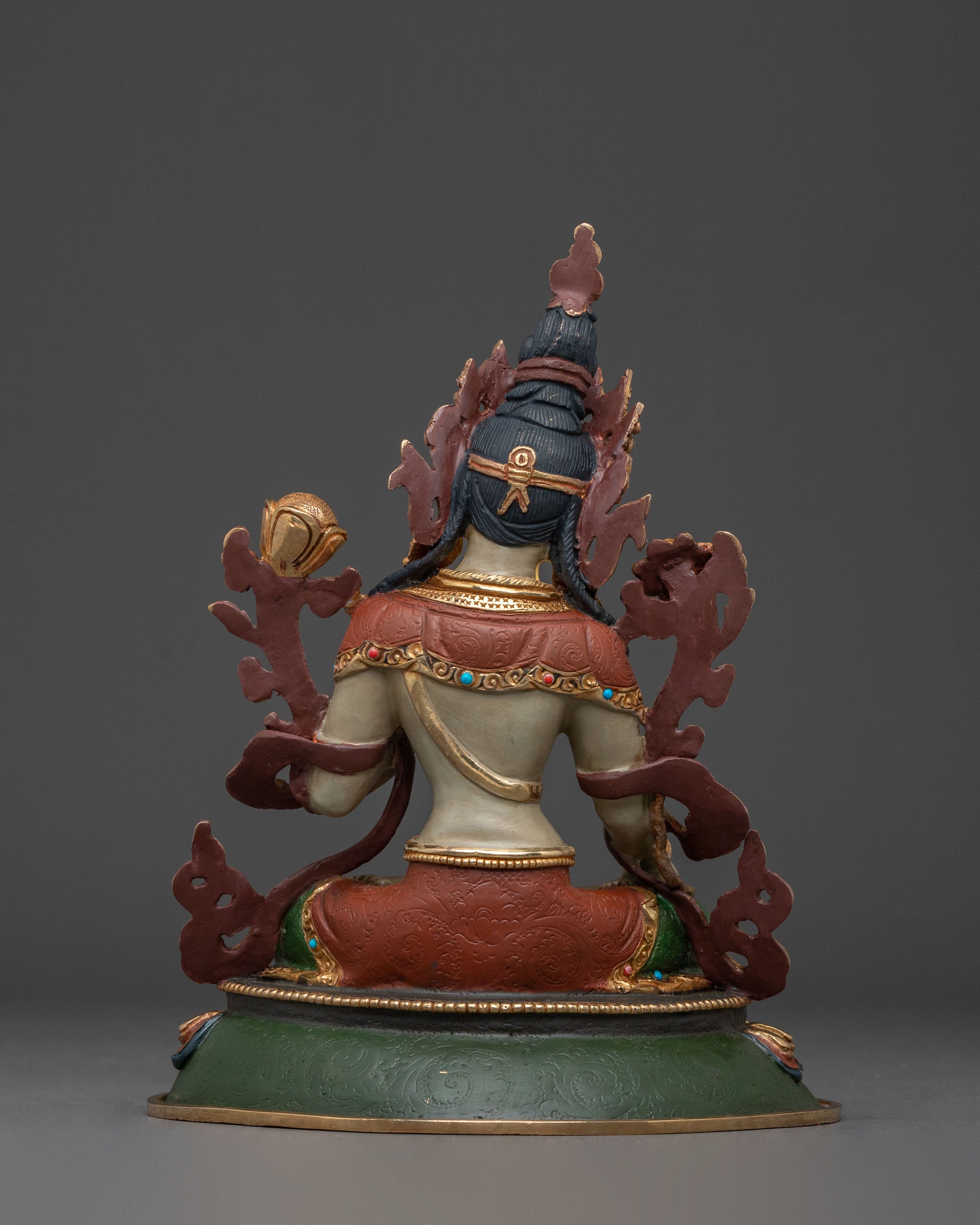 Handcrafted White Tara Statue | 24K Gold Gilded