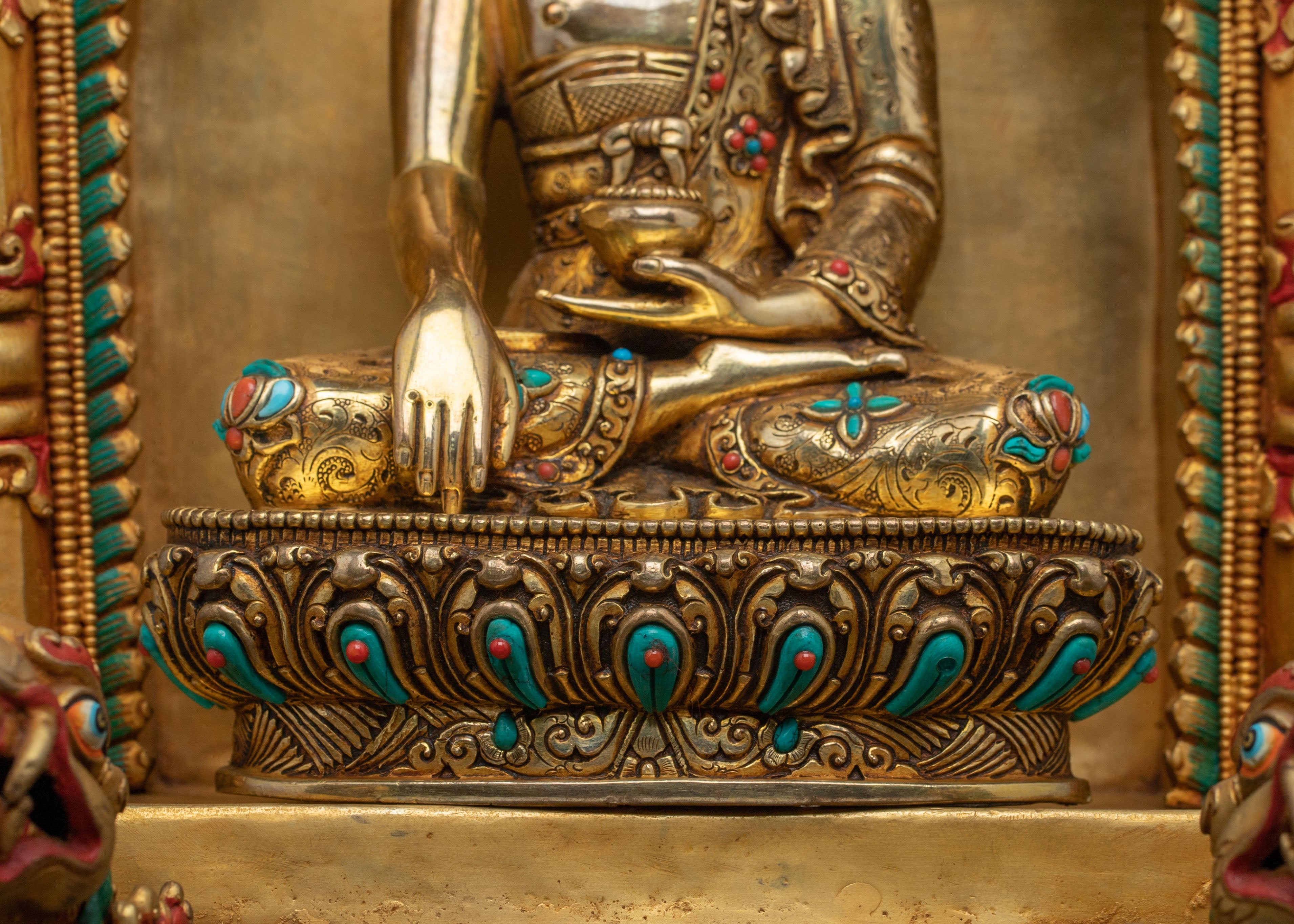 Shakyamuni Buddha in Throne Statue – 24K Gold Gilded Masterpiece