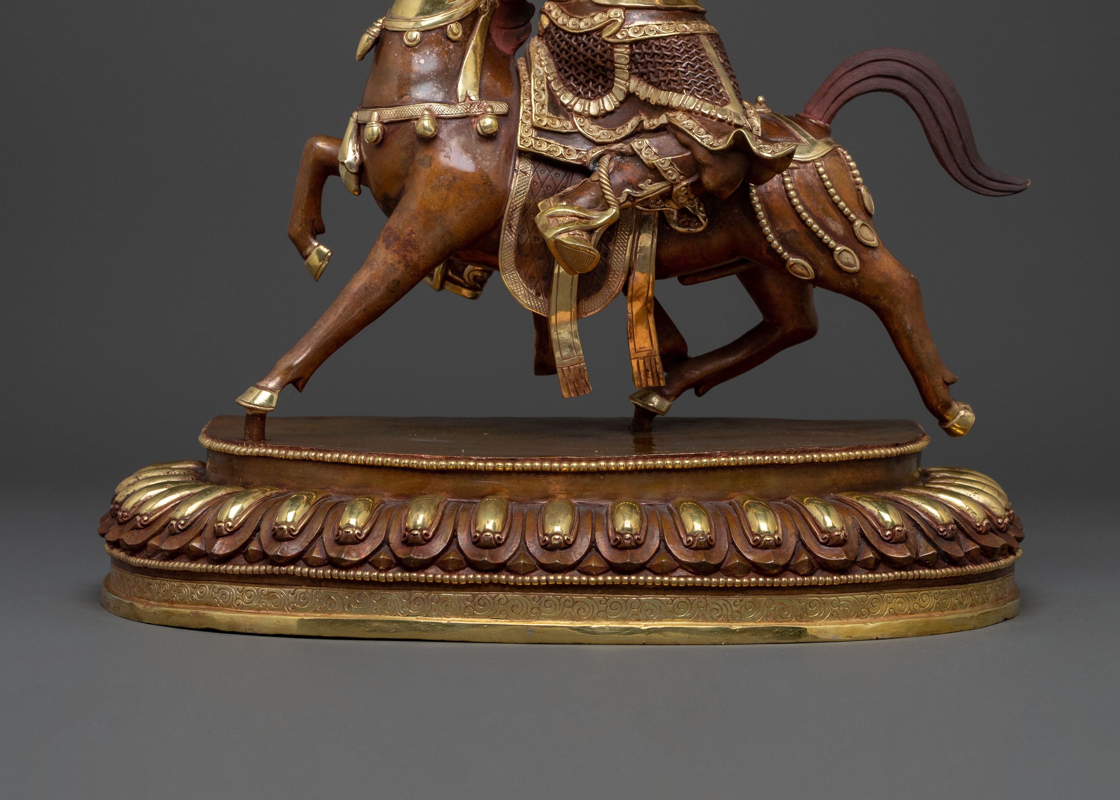Buddhist Protector: King Gesar Oxidized Copper Statue
