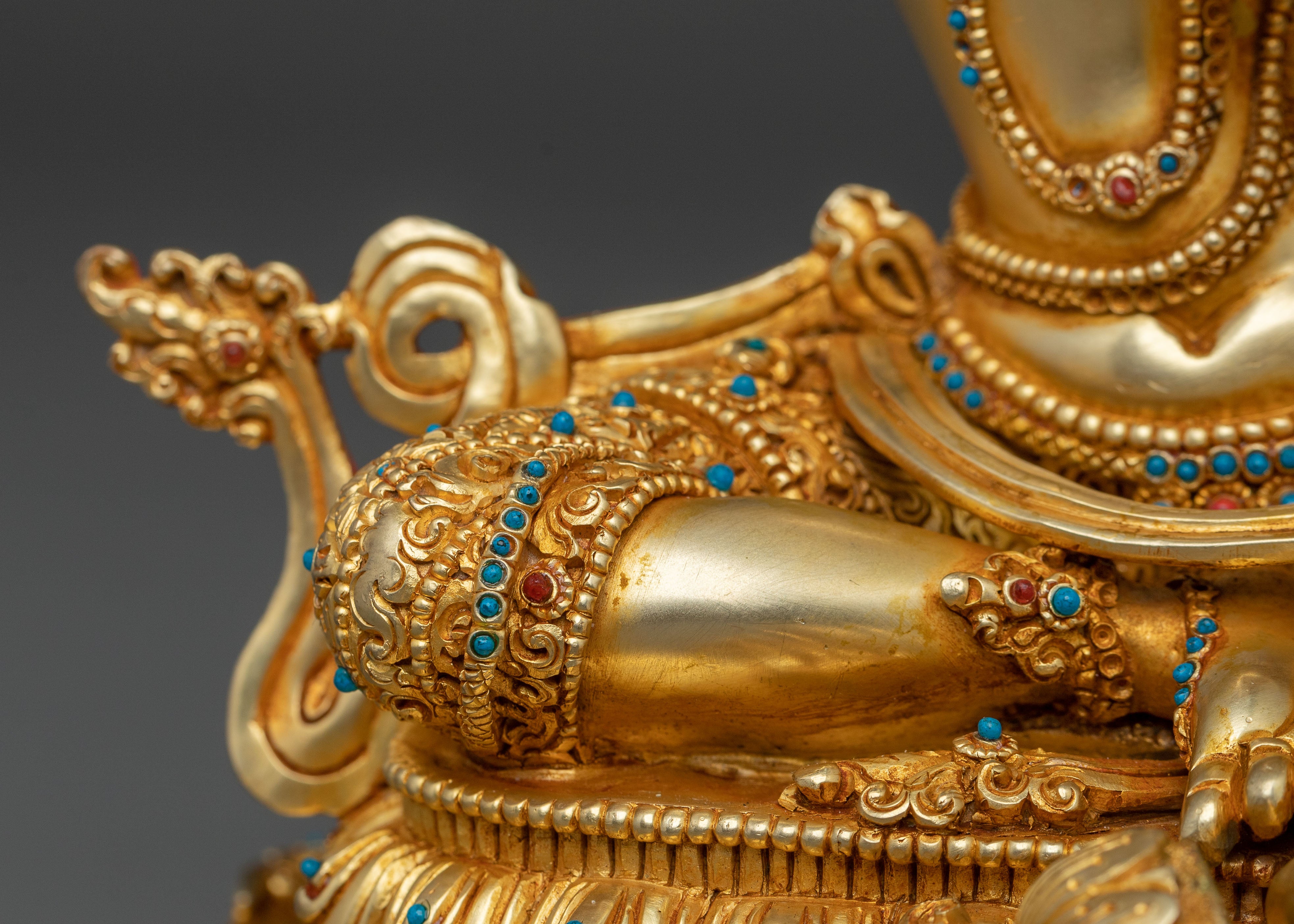Manjushri Idol: 24K Gold Gilded Sacred Figurine