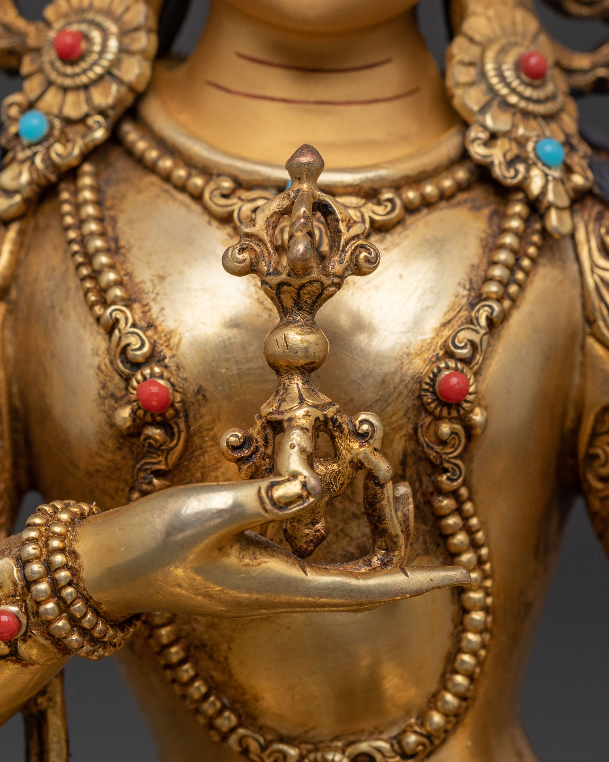 24K Gold Gilded Six Bodhisattva Spiritual Statue Set