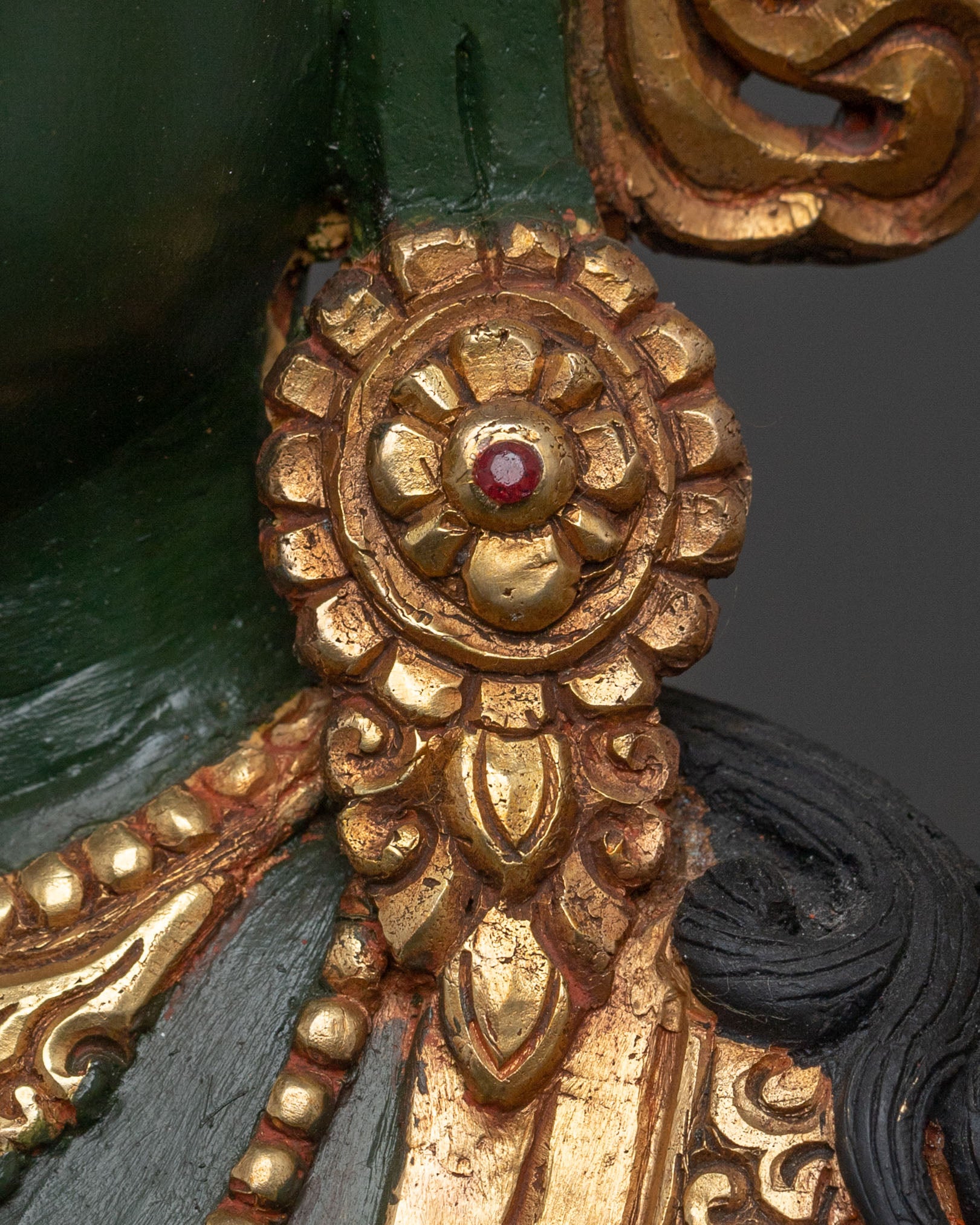 Mother Green Tara Statue | 24K Gold Gilded Figure