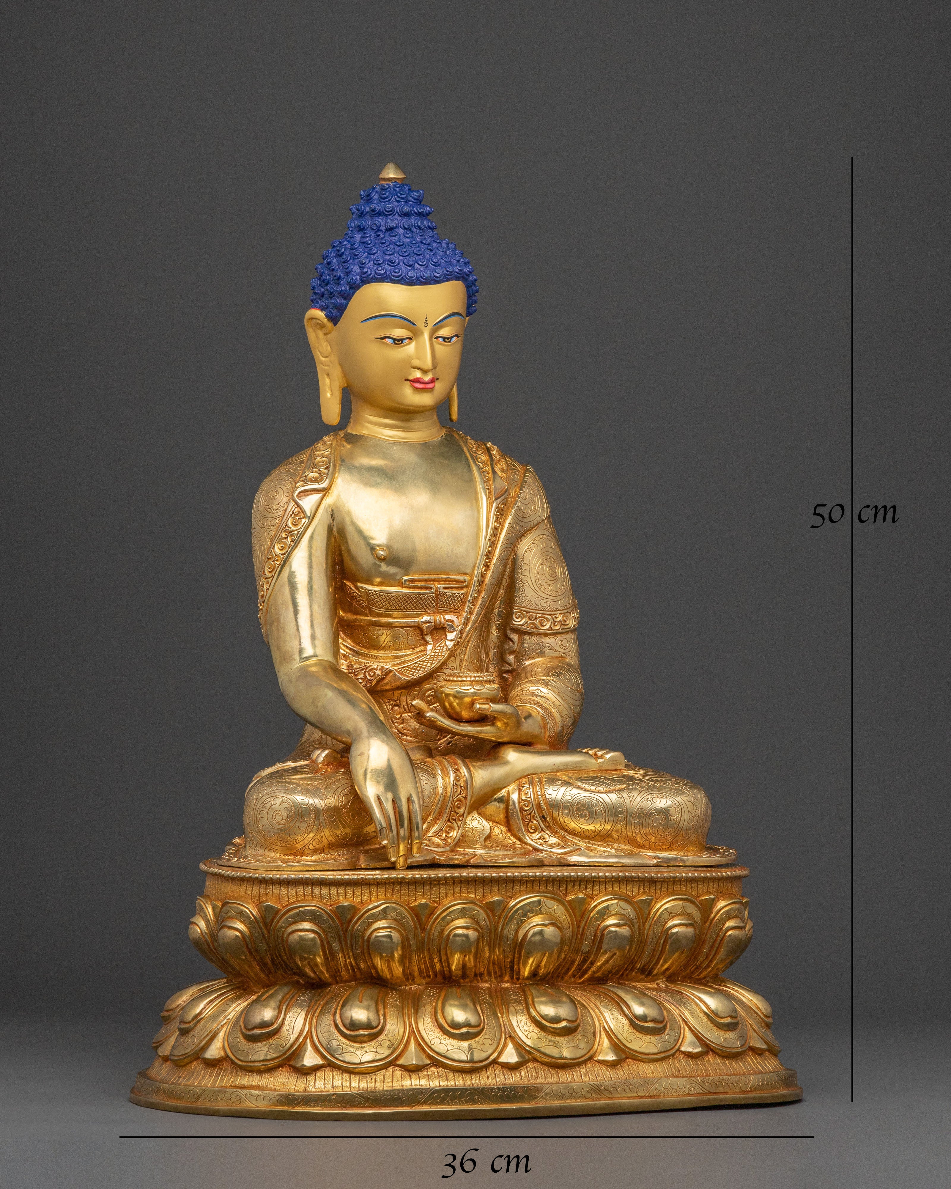 Golden Shakyamuni Buddha Sacred Statue | 24k Gold Glided