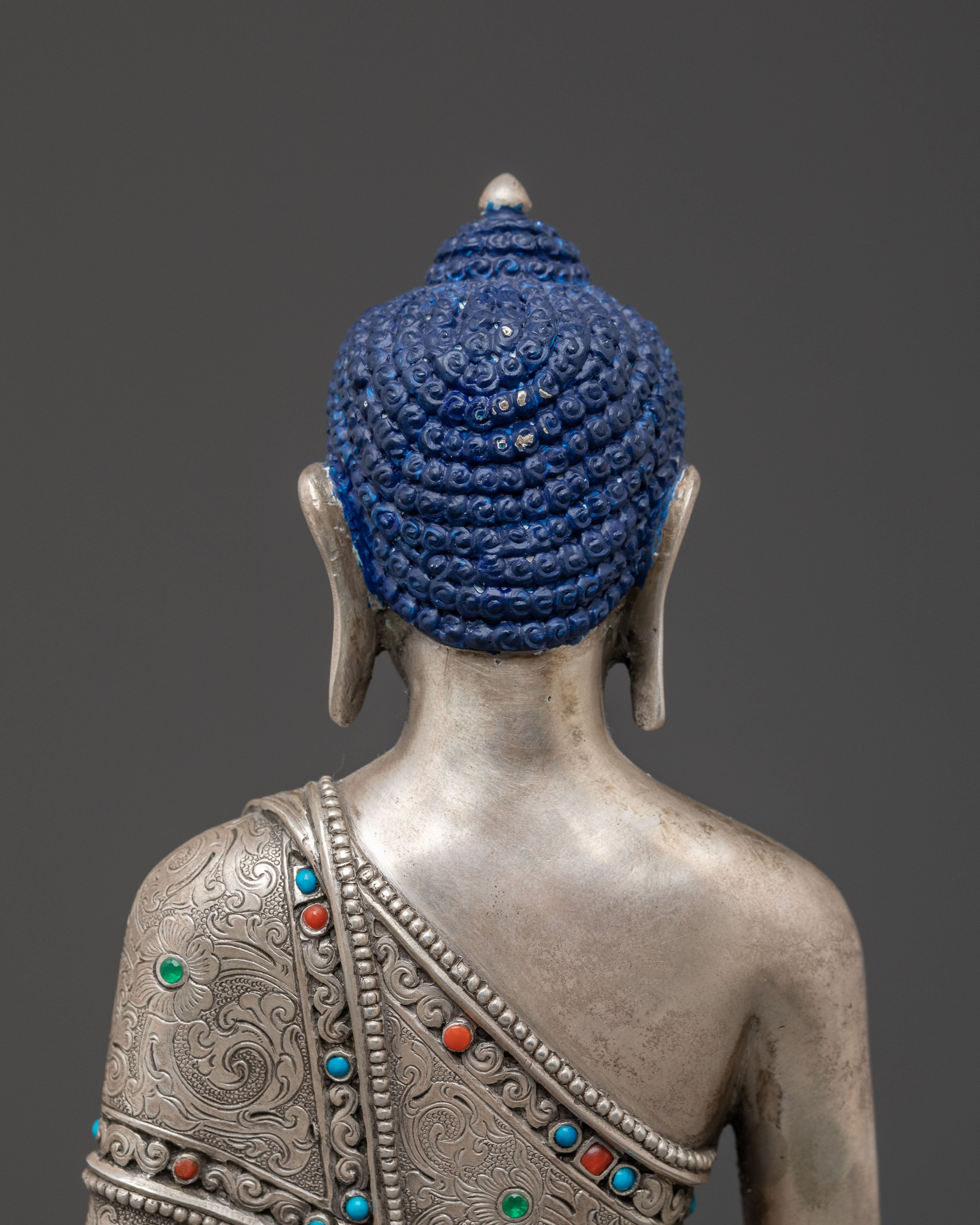 Wisdom Master Shakyamuni Statue: 92.5 Silver Sculpture