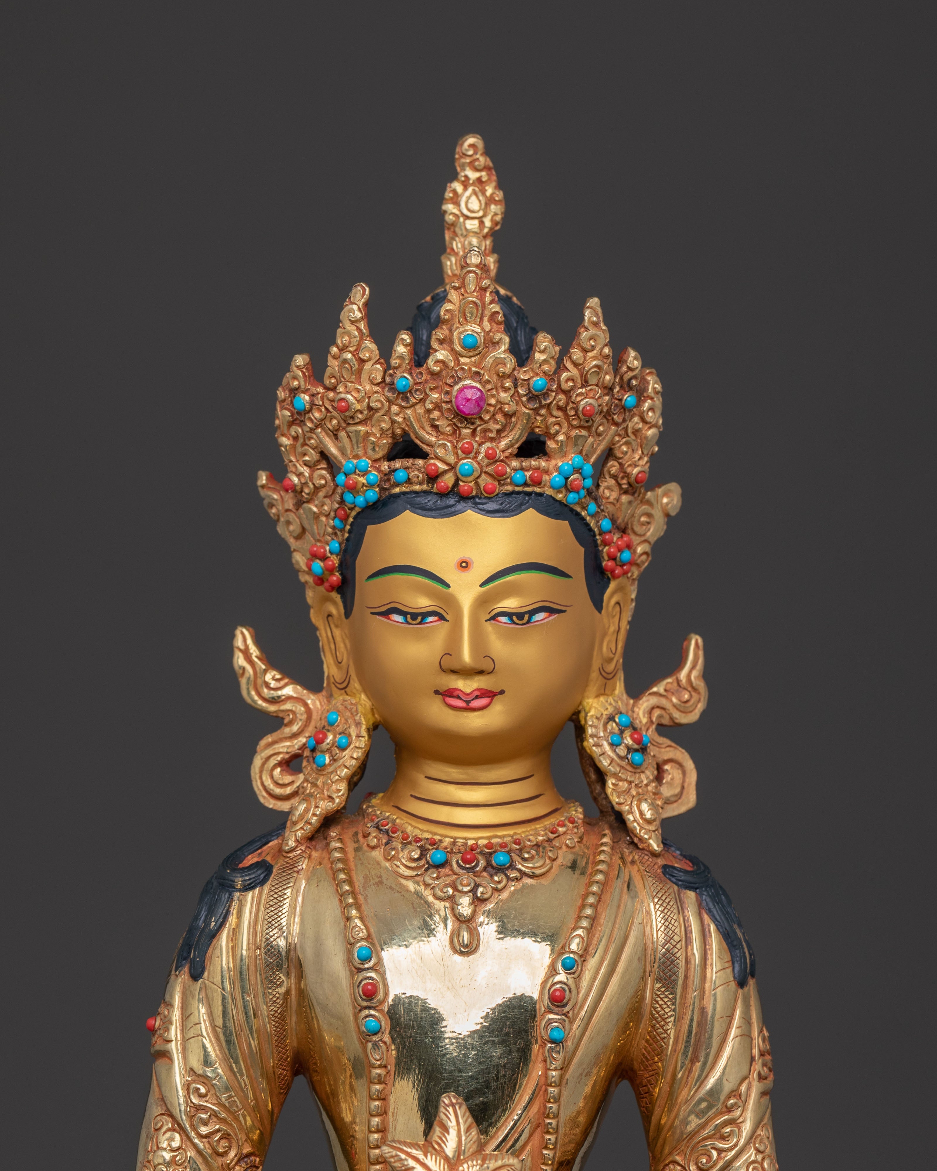 Amitayus Statue for Blessing | 24k Gold Gilded Icon