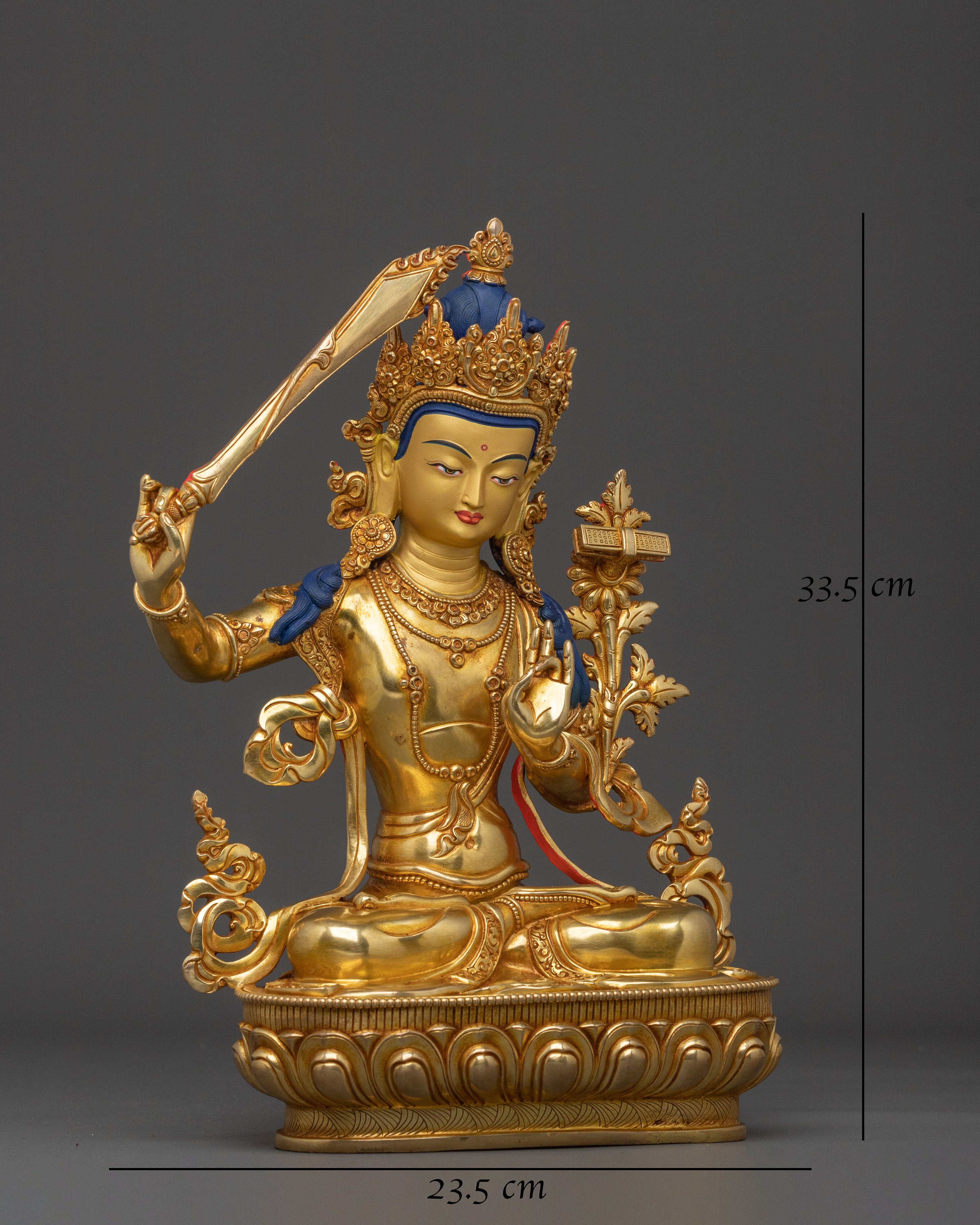 Manjushri Traditional Figurine of Wisdom | Buddhist Deity Sculpture of Wisdom