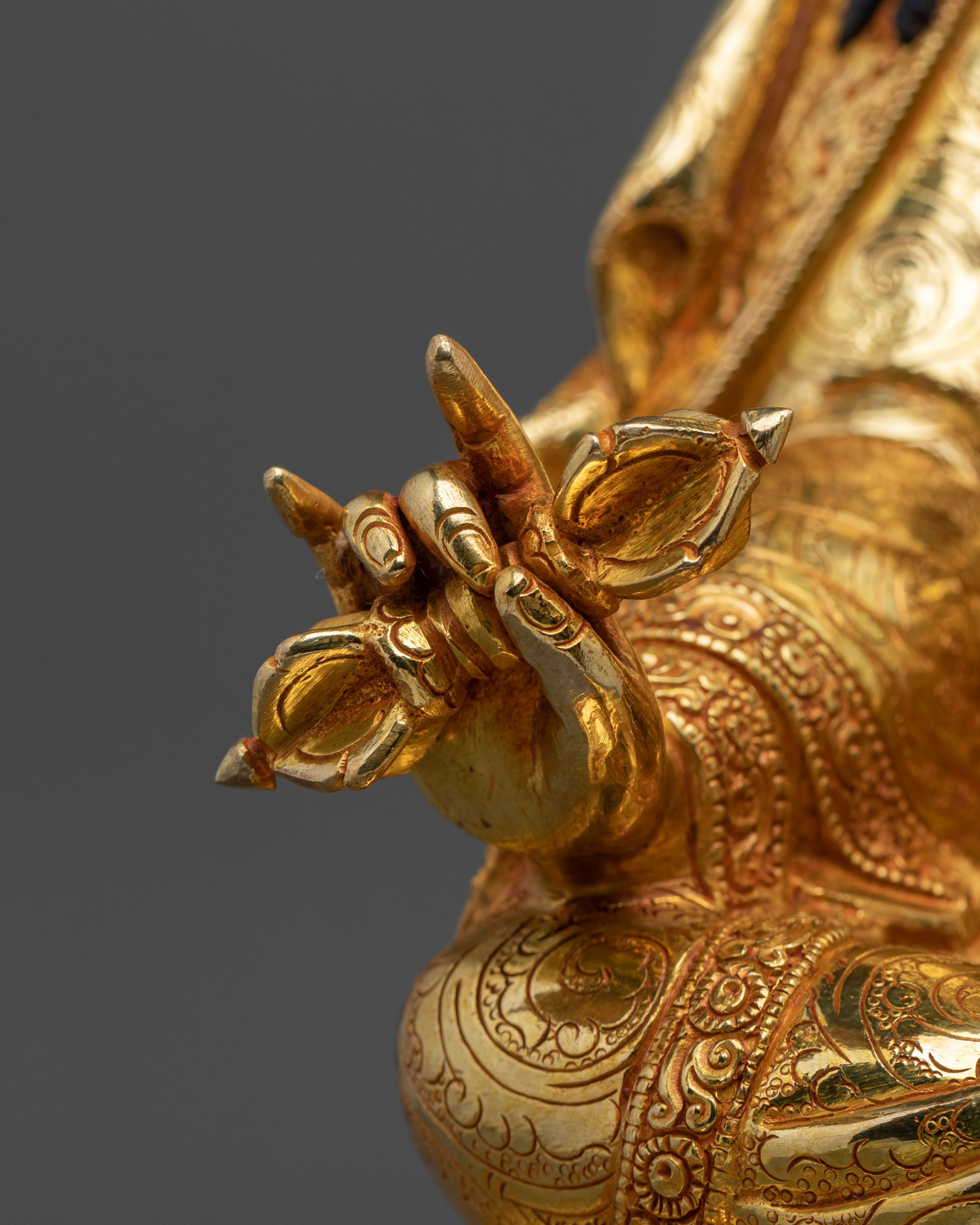 Handmade Guru Rinpoche Sacred Figurine | 24K Gold Gilded