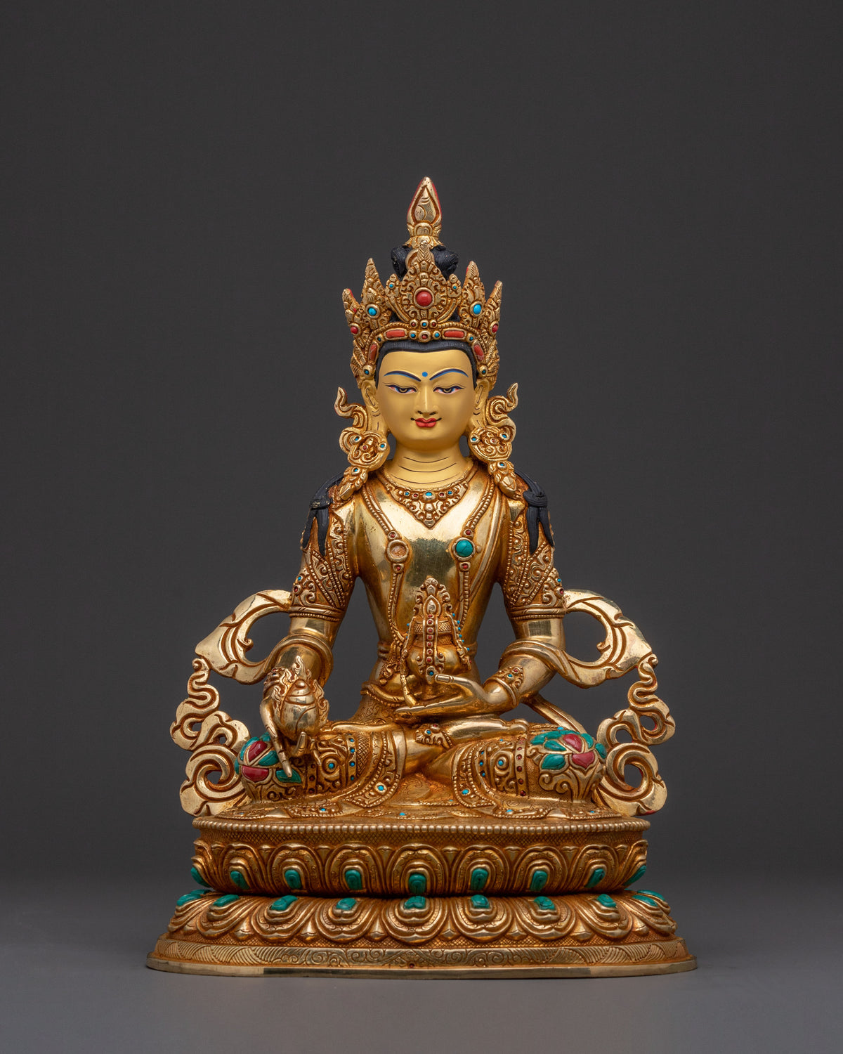 Golden Kshitigarbha Copper Statue