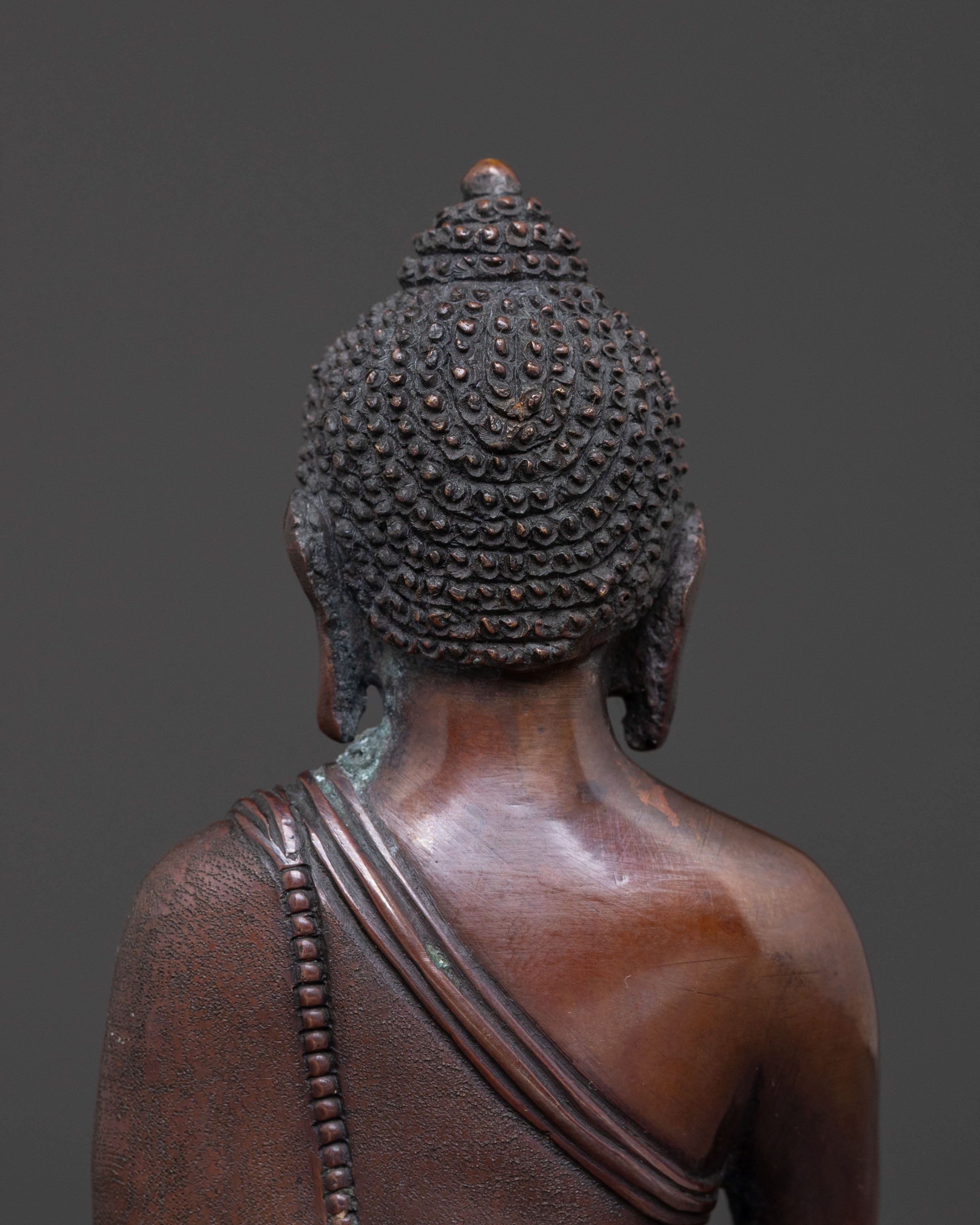 Copper Shakyamuni Buddha Dharma Statue - Oxidized Finish