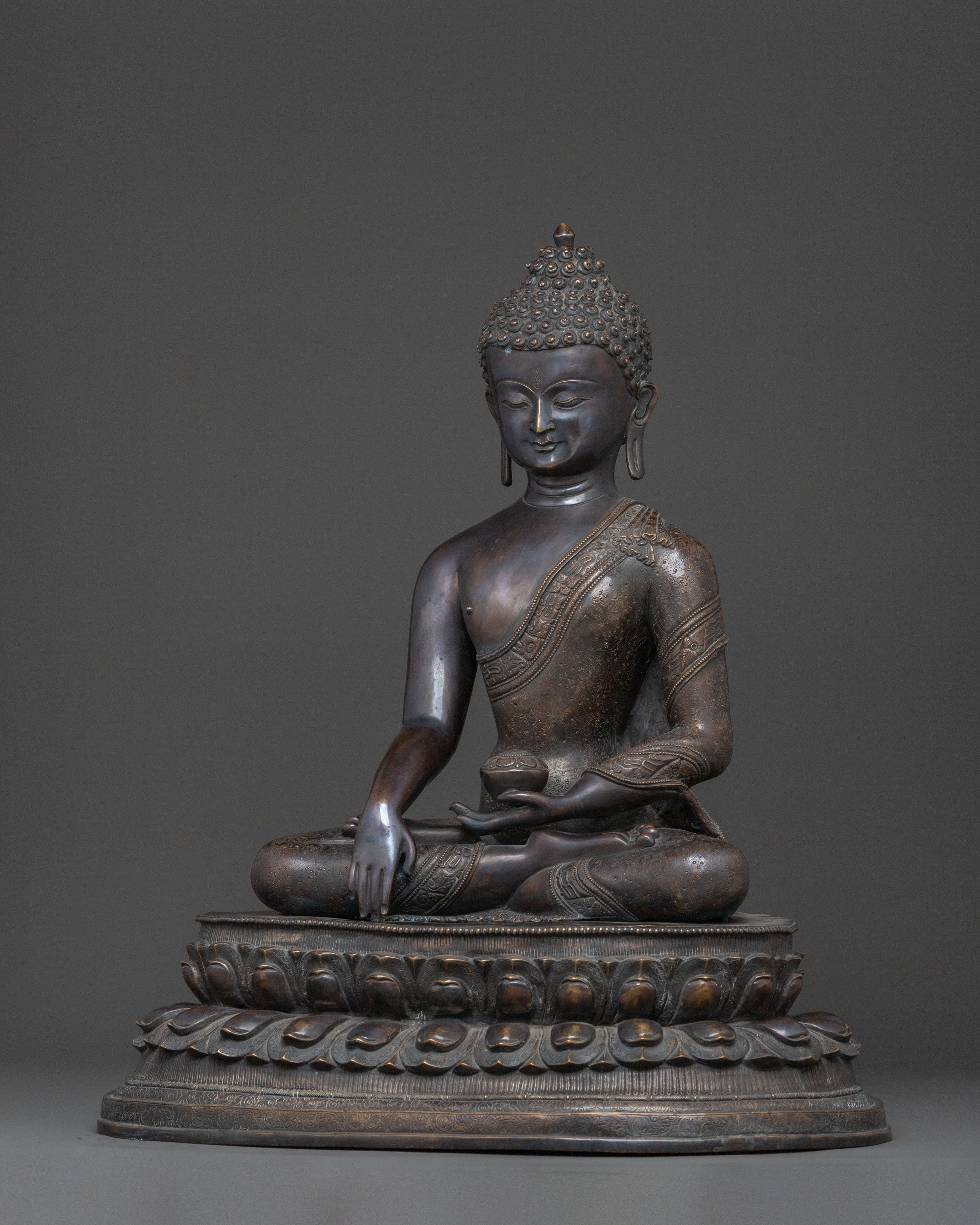 Shakyamuni Buddha Statue | Oxidized Copper Figurine