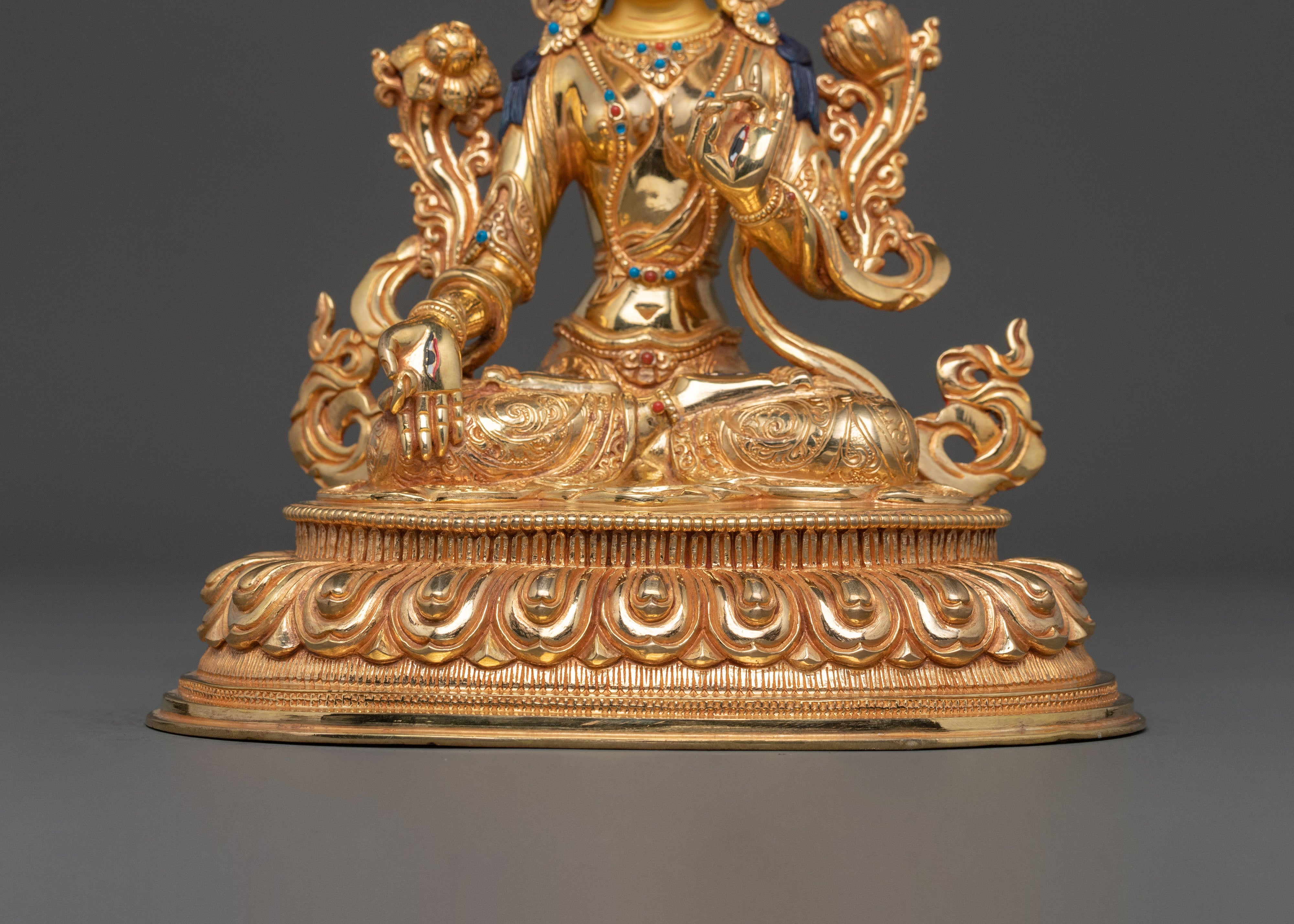 Sita Tara Goddess White Tara 24K Gold Gilded Statue