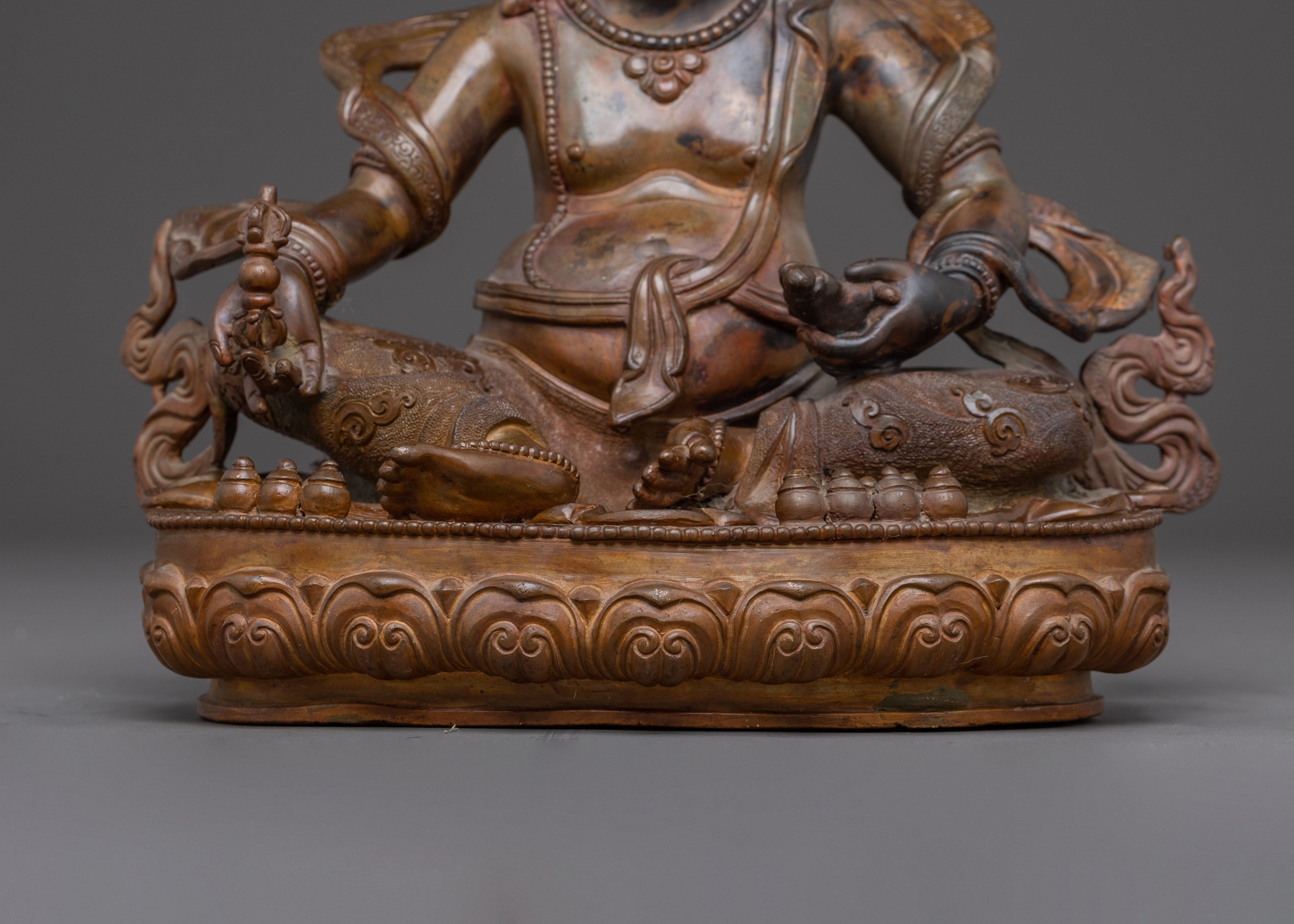 Dzambhala Statue of Wealth and Abundance – Antique Oxidized Copper