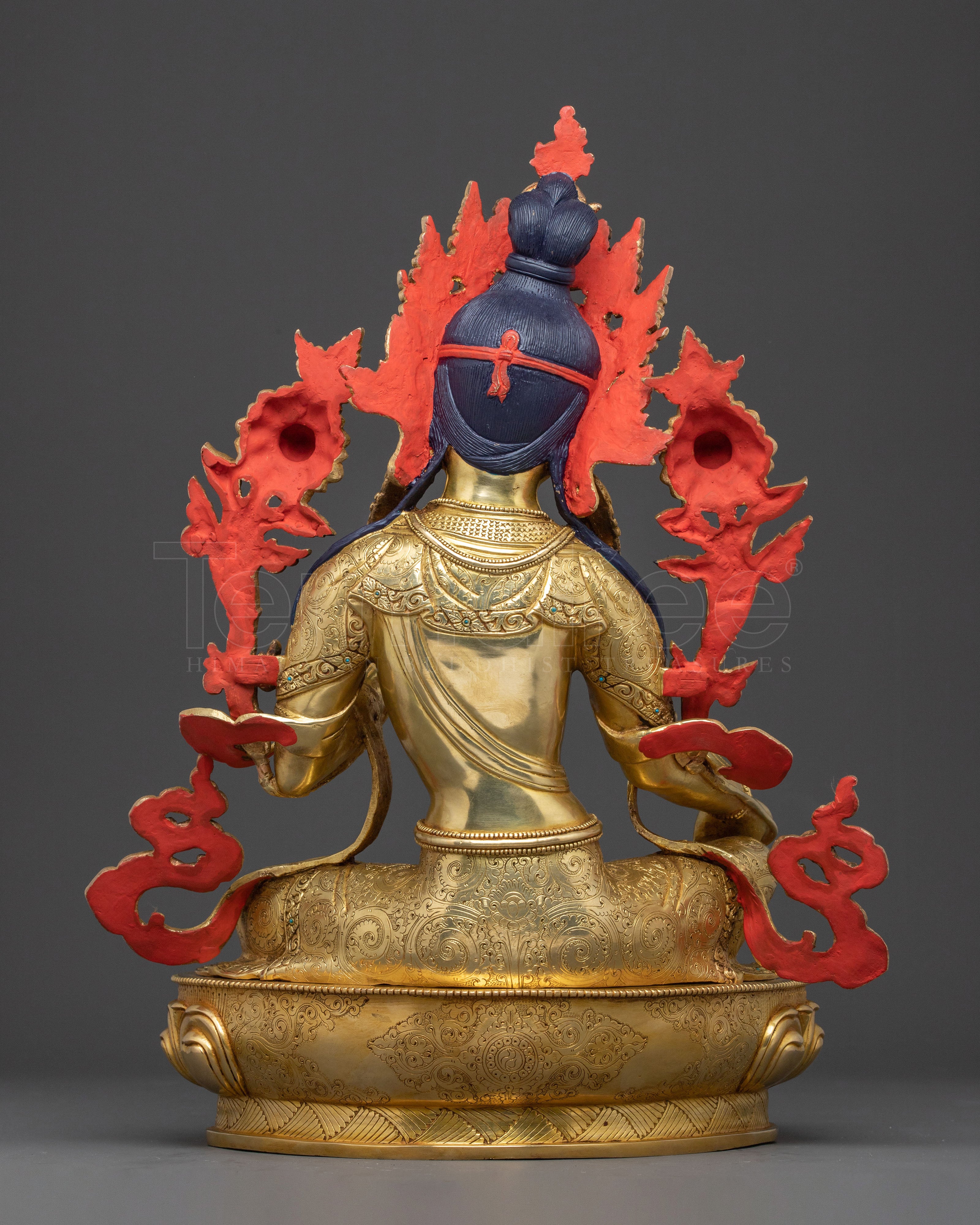 Sacred Green Tara Meditation Statue | Artisanal 24K Gold Gilded