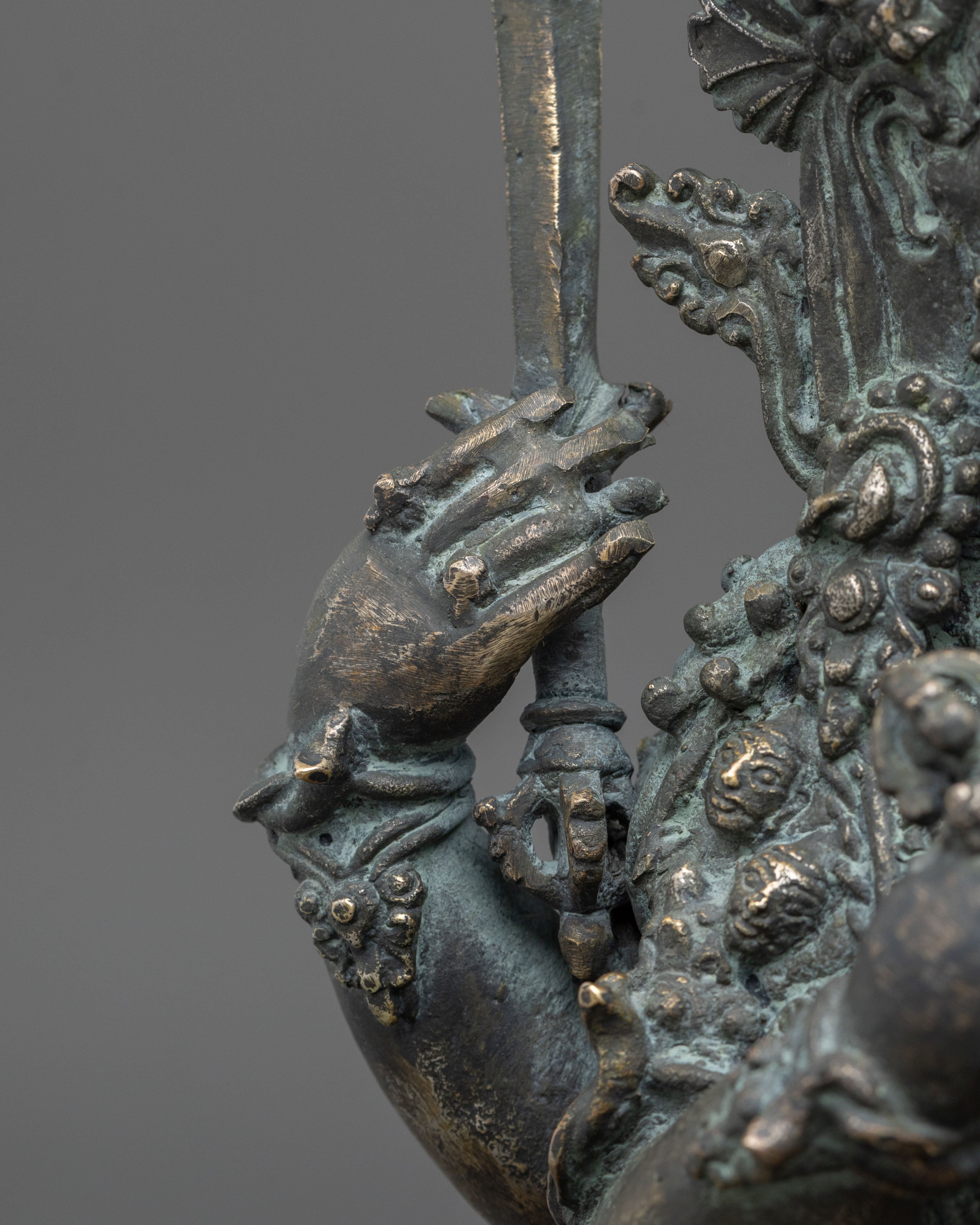 Chaturbhuja Mahakala Copper Statue | Buddhist Protector Sculpture