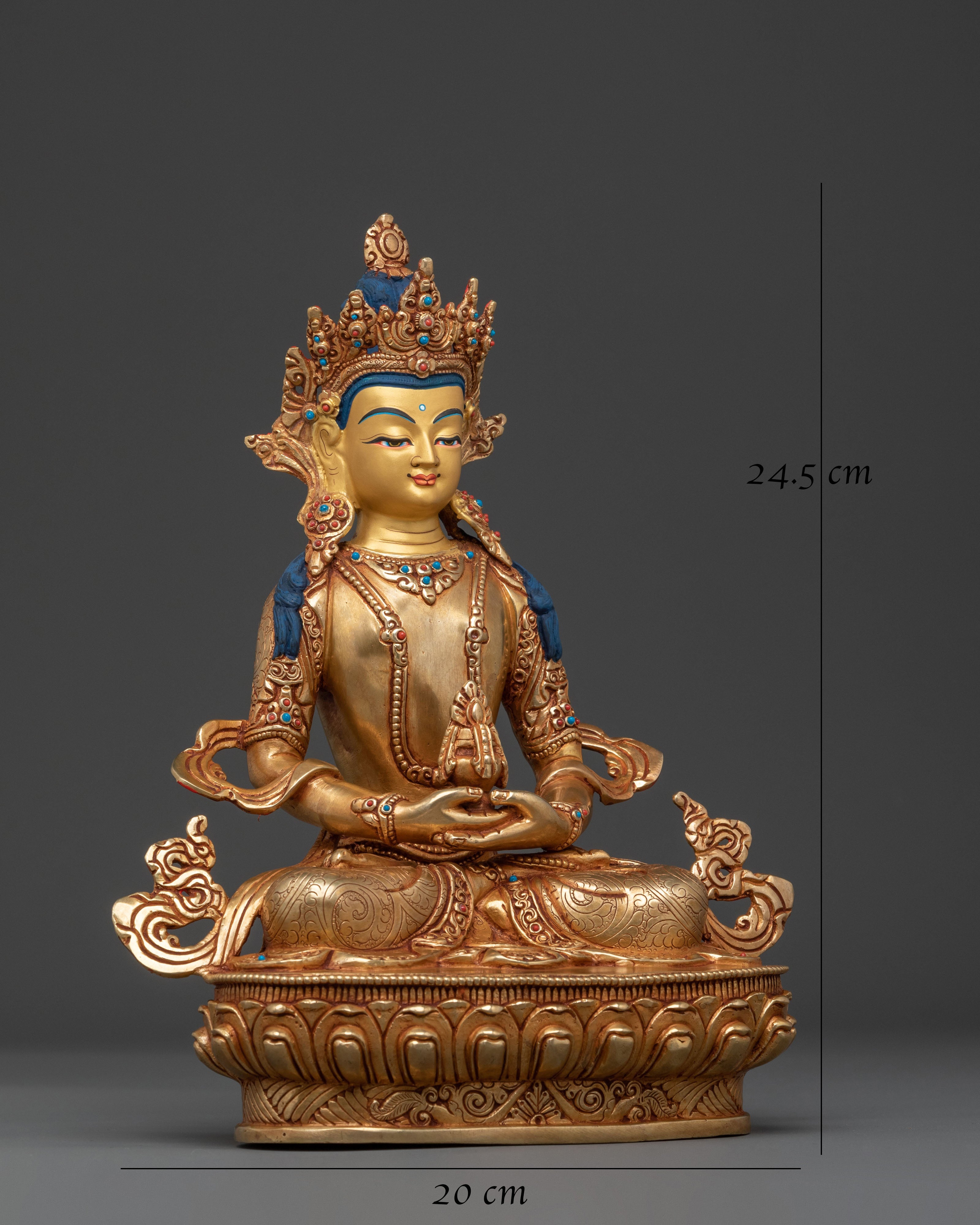 Amitayus Golden Statue: Holding Long Life Vase