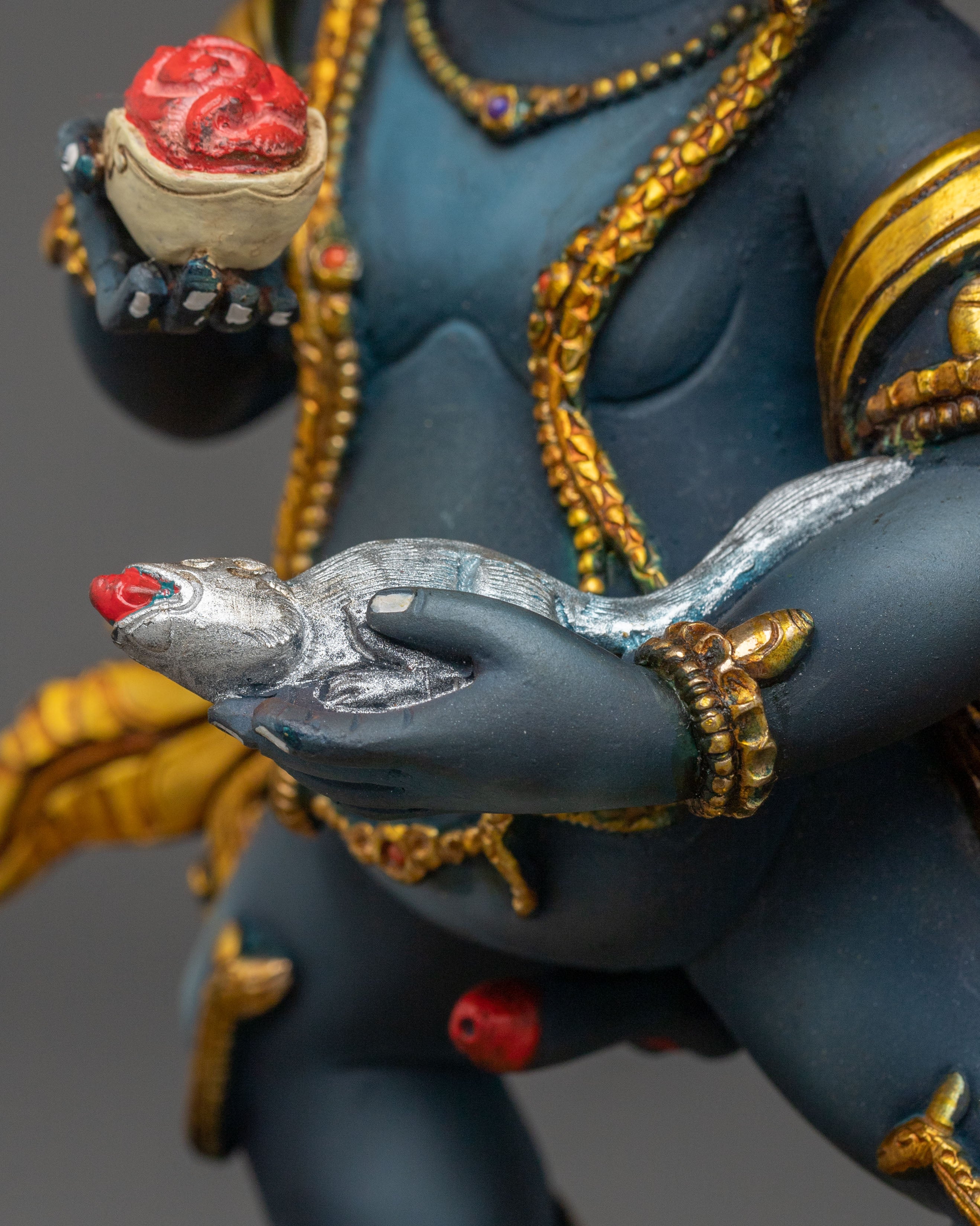 Black Dzambhala Handmade Statue |  Buddhist Protector Sculpture