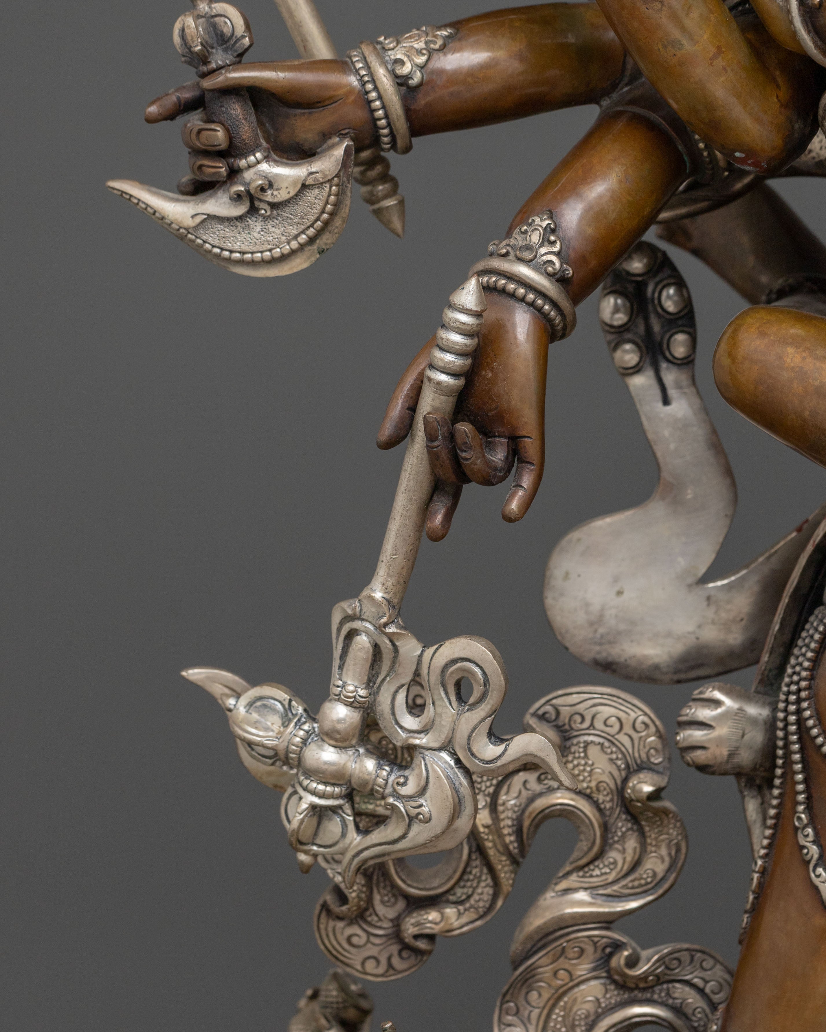 Chakrasamvara Oxidized Copper Statue | Silver-Plated