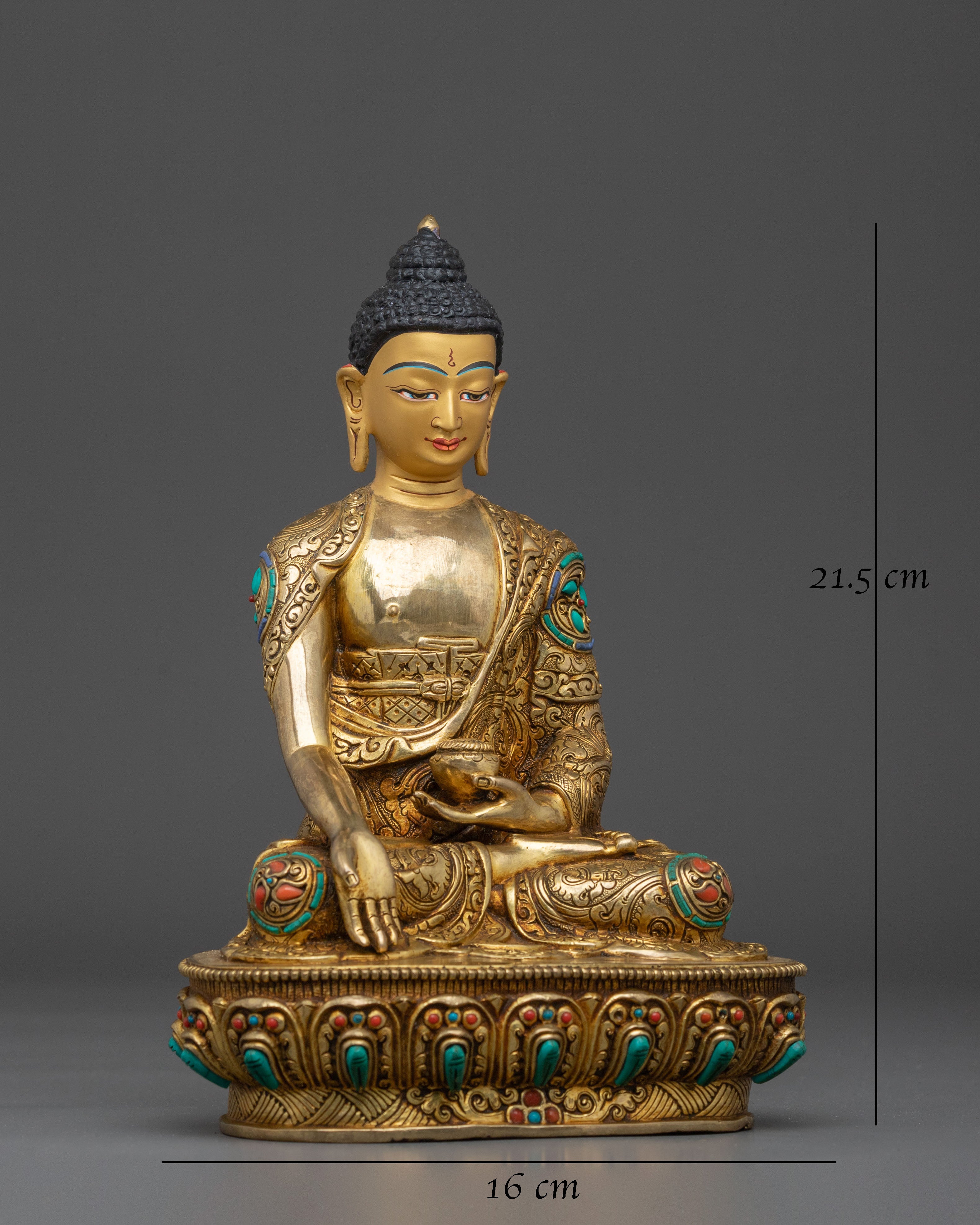 Traditional Himalayan Ratnasambhava Sculpture: 24K Gold Gilded