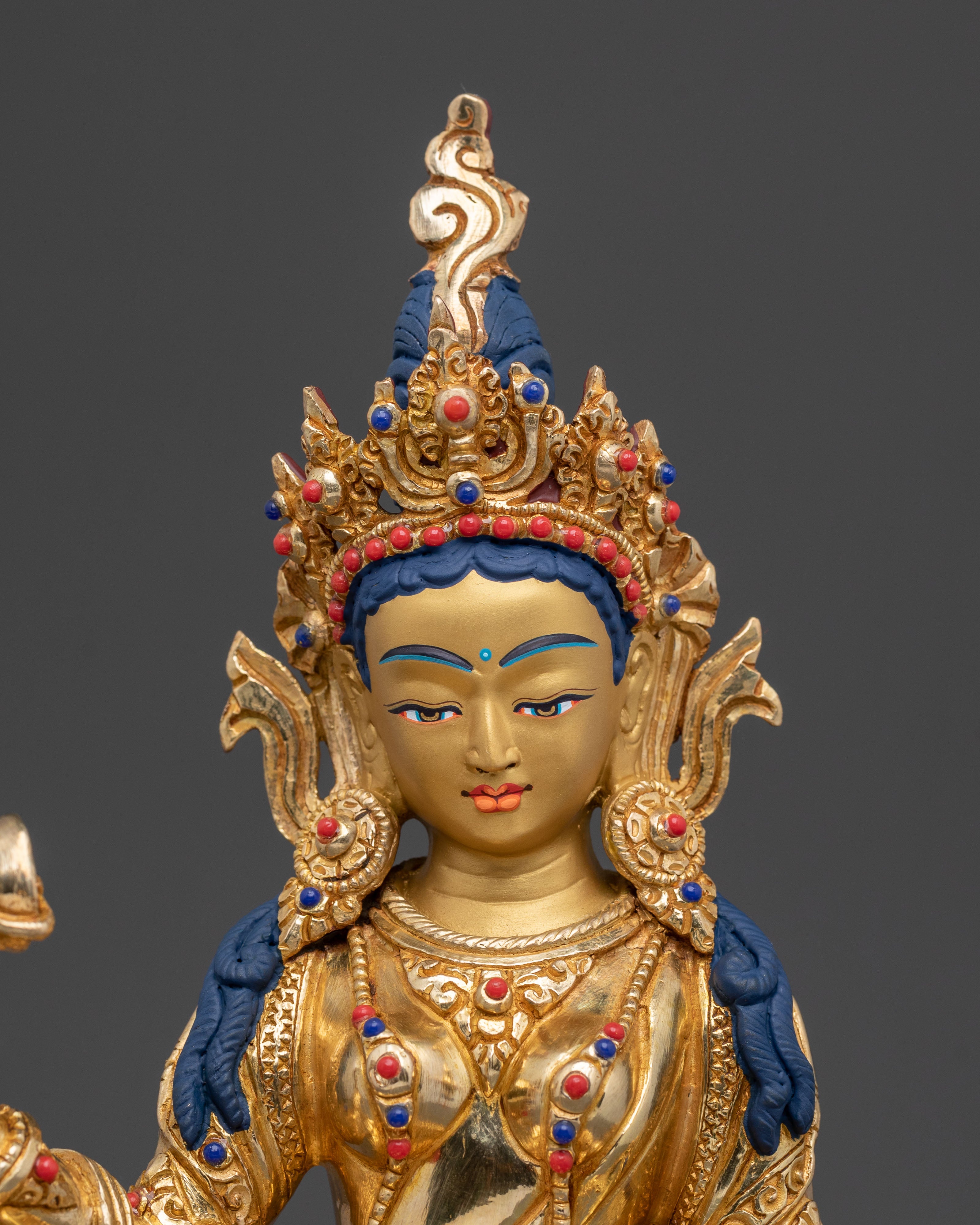 Sitting Machig Labdron Handcrafted Statue, 24K Gold Gilded