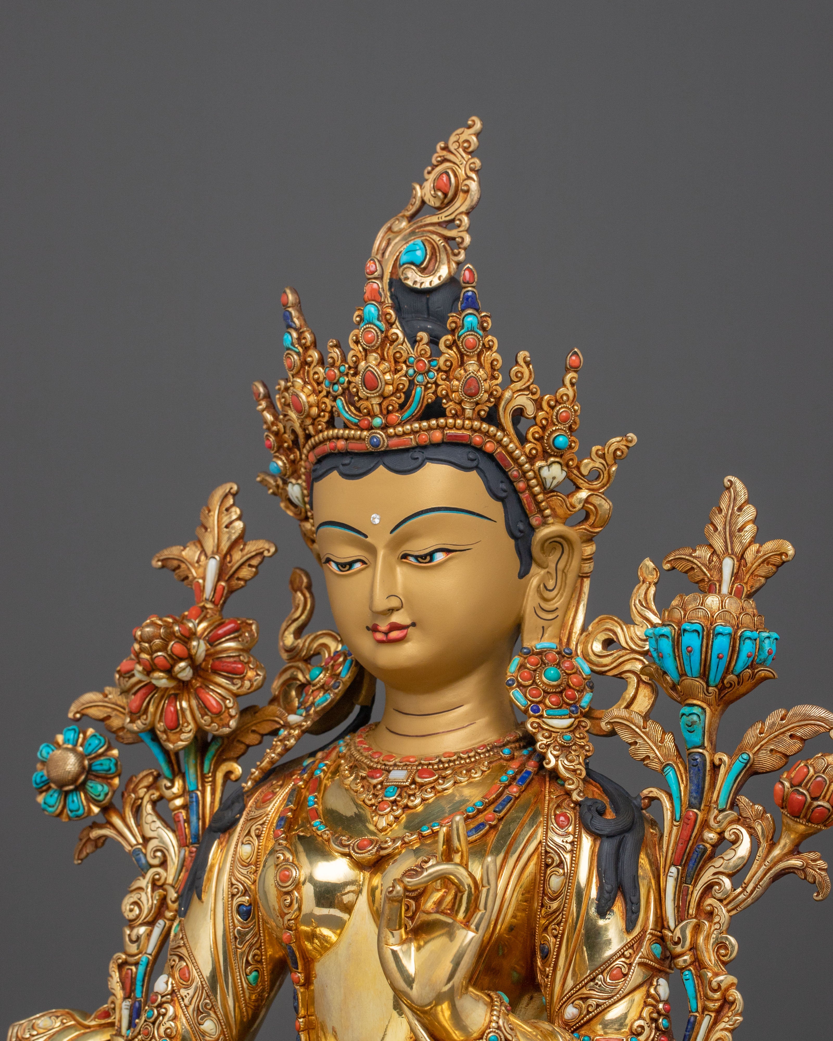 Green Tara Spiritual Statue | Tibetan Buddhist Goddess