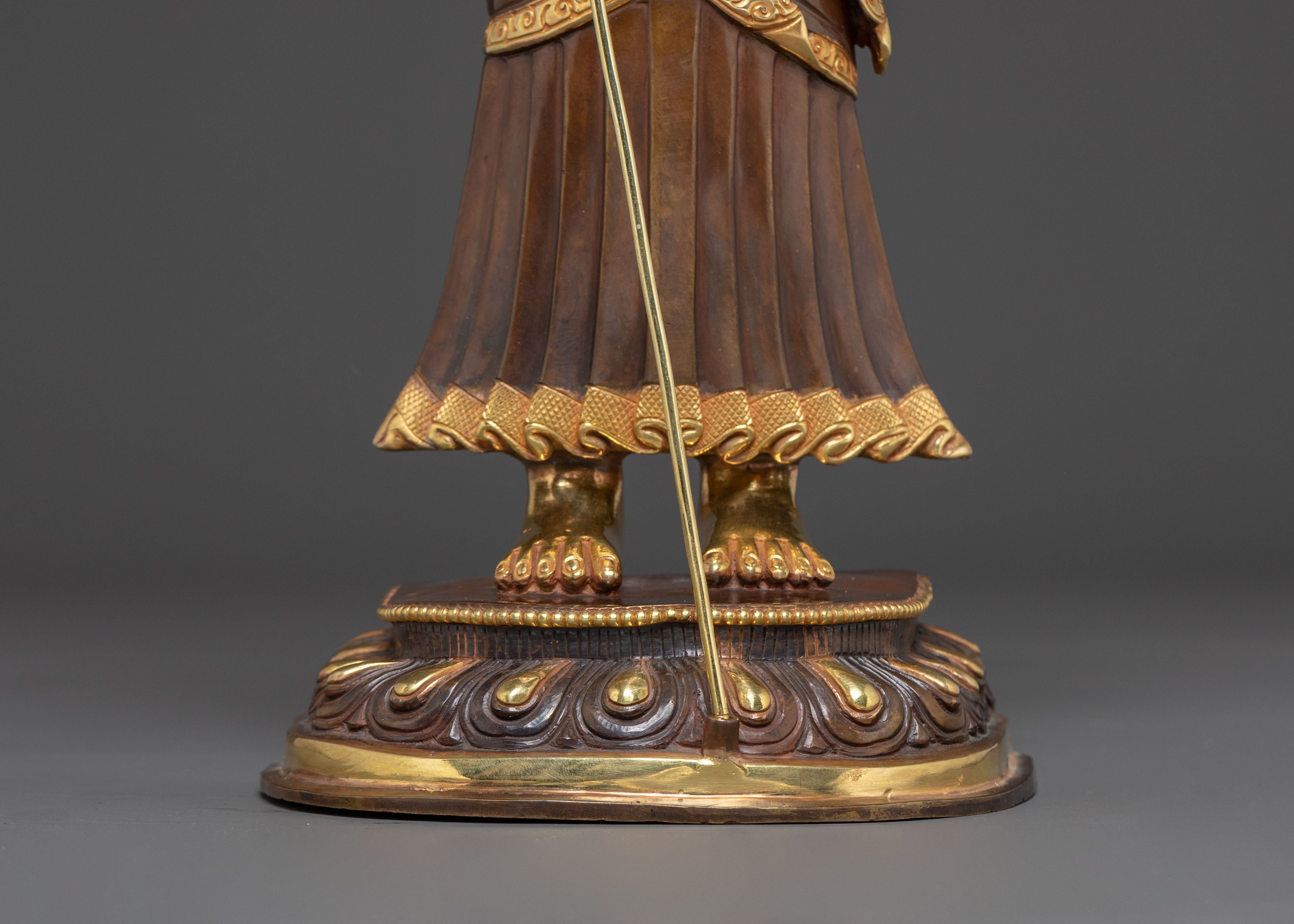 Handcrafted Shakyamuni Buddha Statue with Disciples | 24K Gold Gilded Art