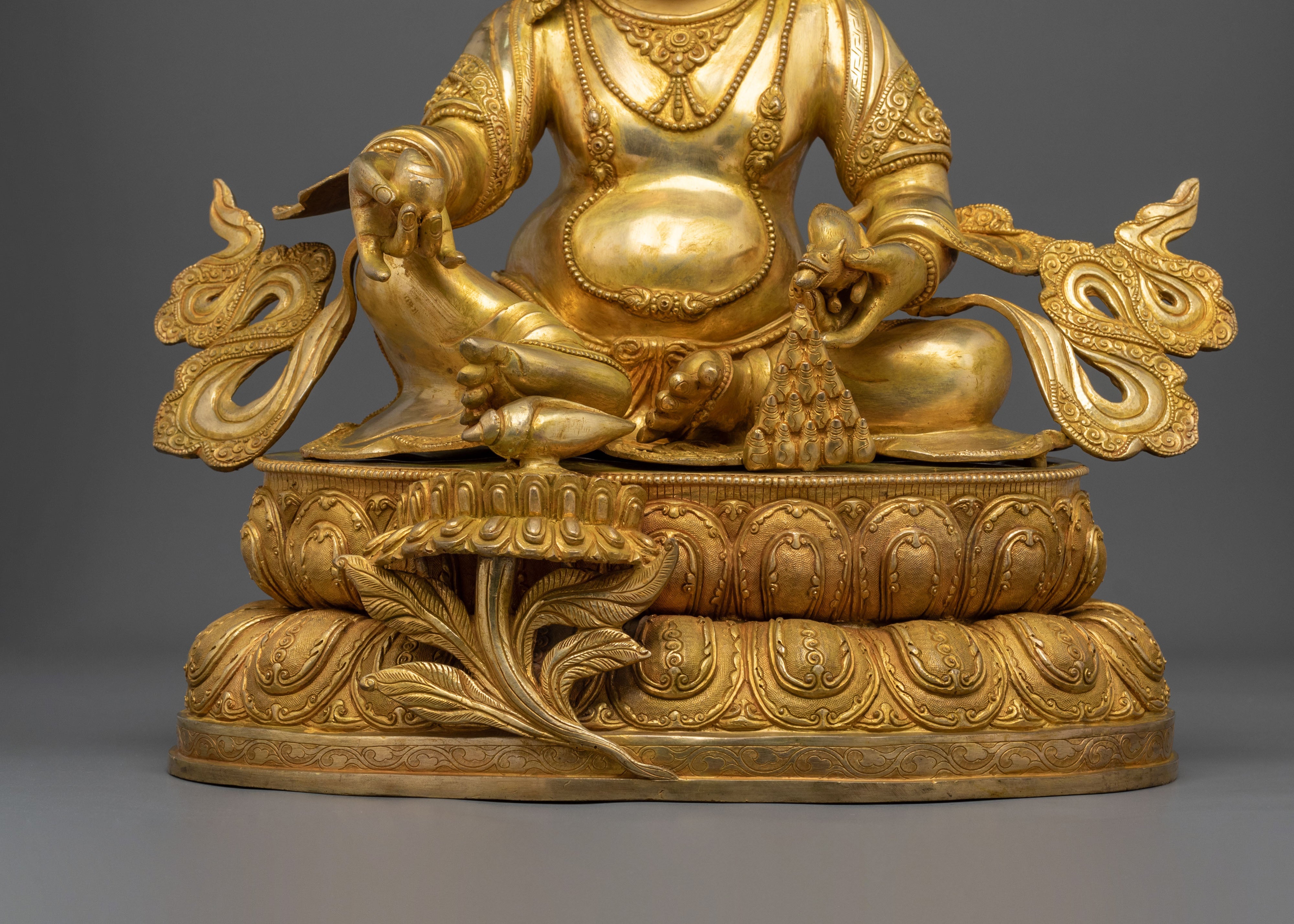 Dzambhala Golden Statue | Copper Figurine of Wealth Deity