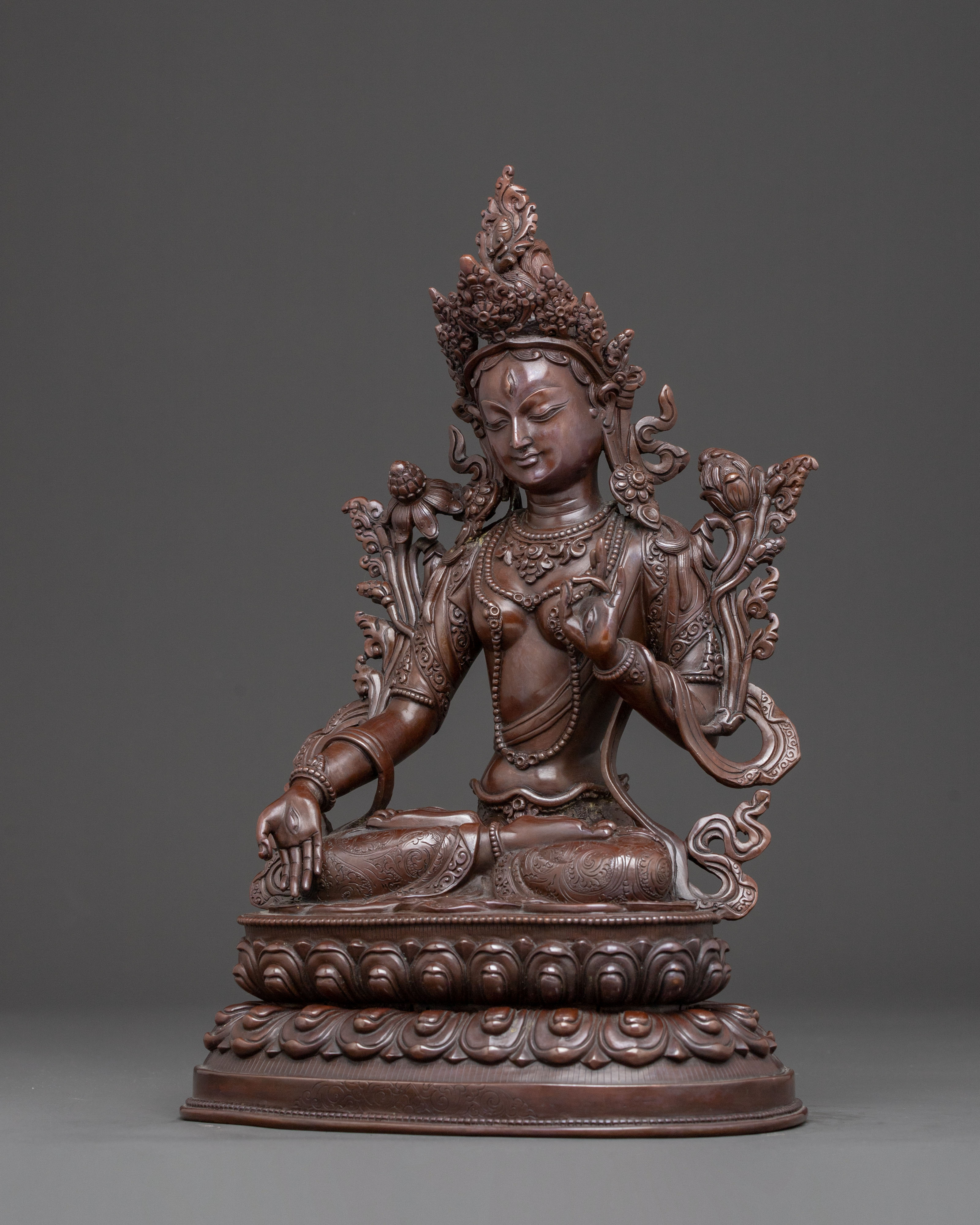 Handcrafted Oxidized Copper Sita Tara Statue | Traditional Himalayan Art