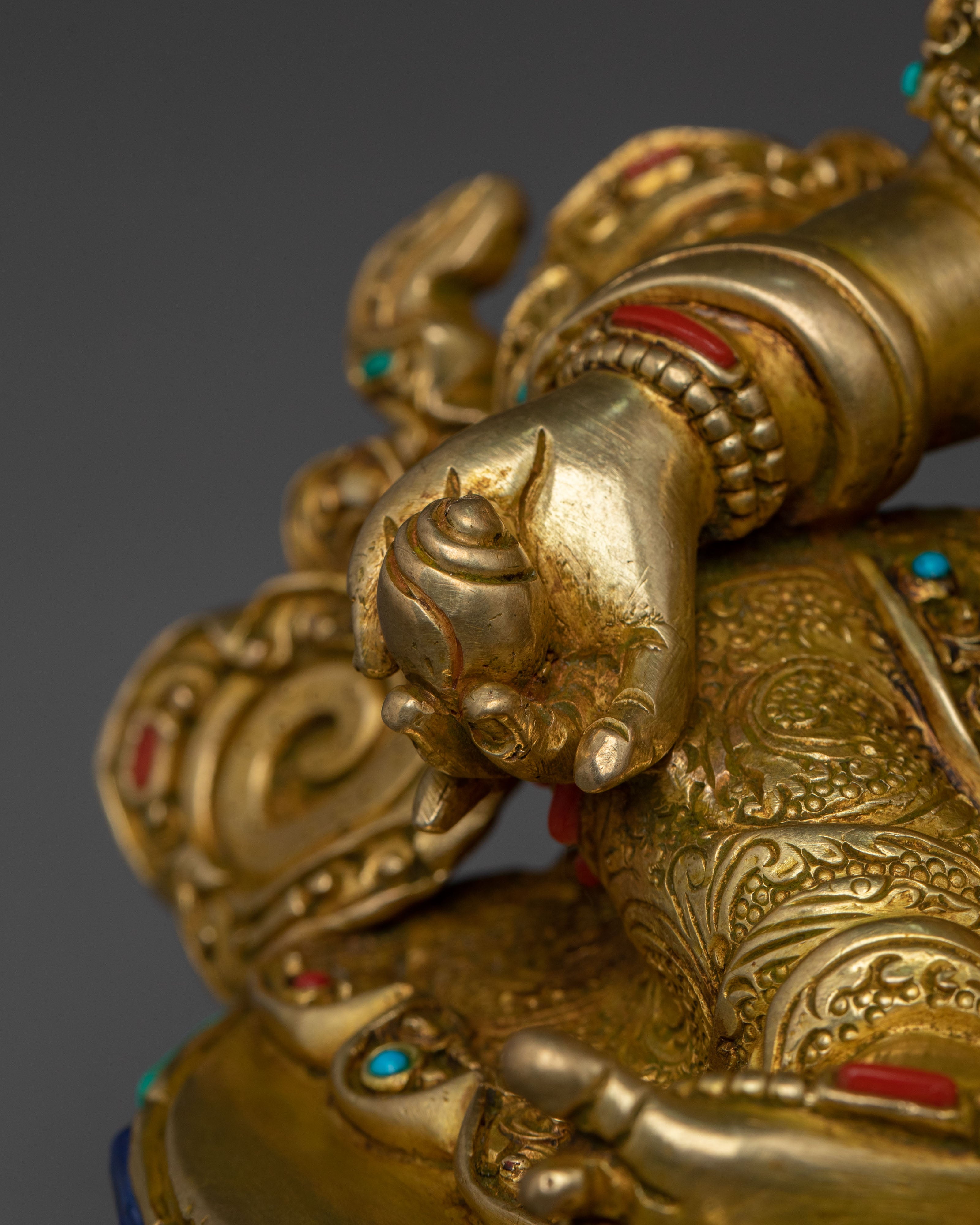 Golden Dzambhala Statue | Himalayan Sacred Figurine