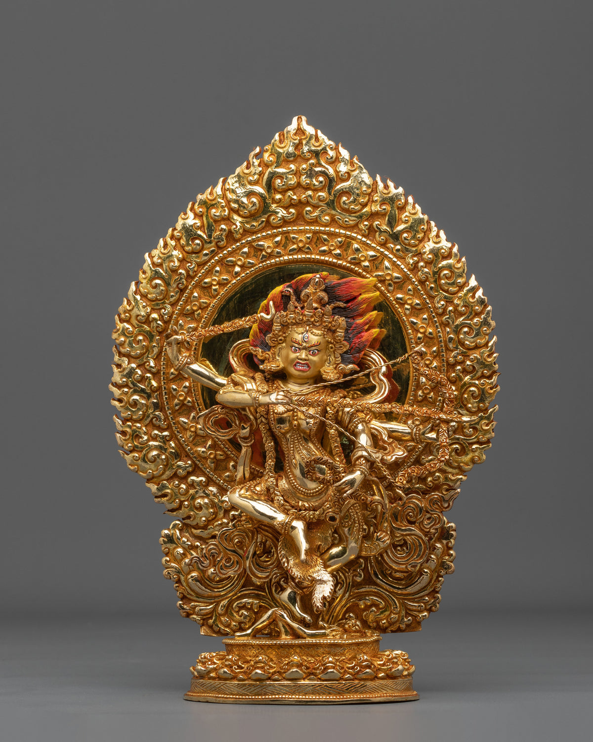 Handmade Kurukulla Red Tara Sculpture | 24K Gold Gilded