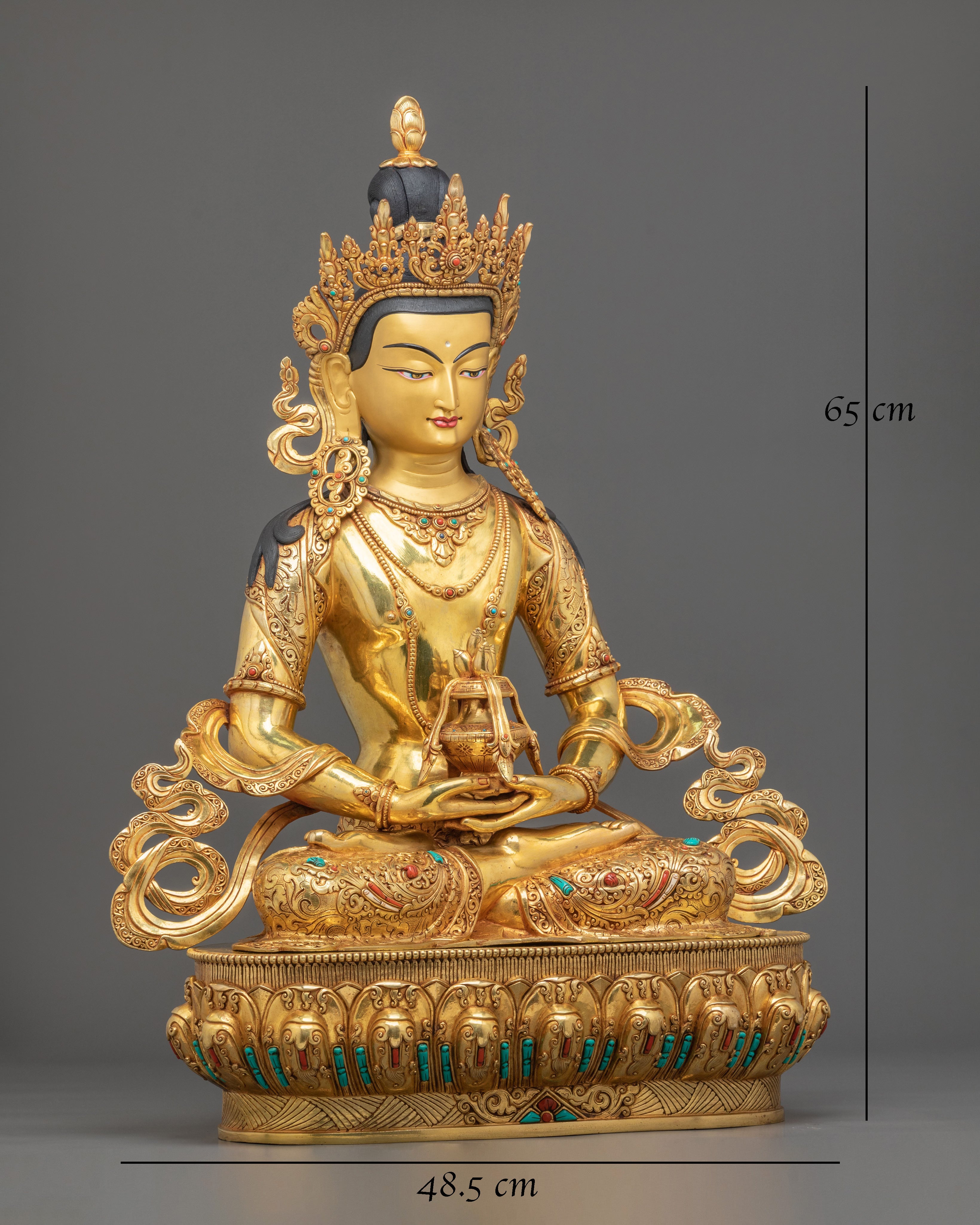 Amitayus Golden Statue | Long Life Buddha Copper Figurine