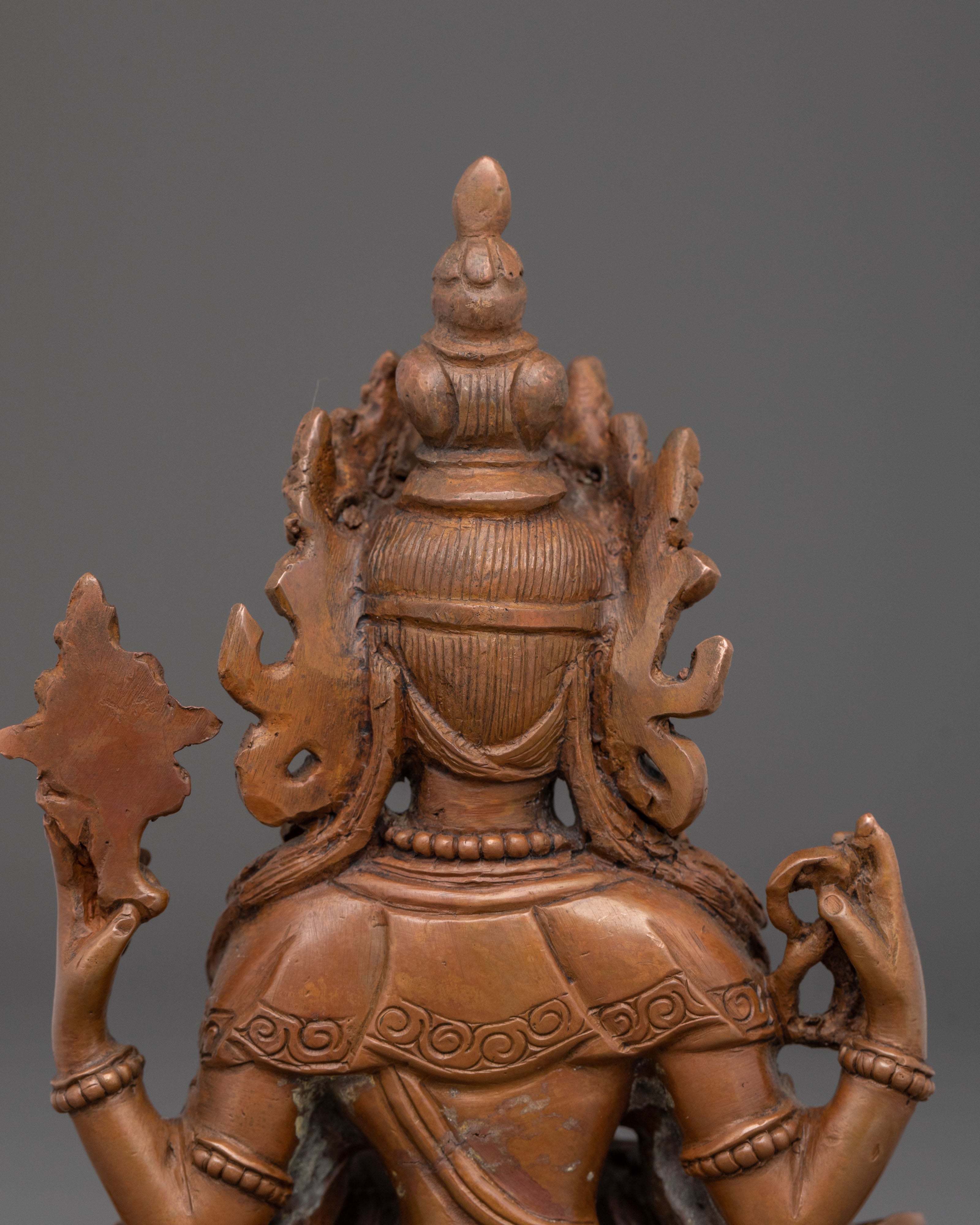 Four-Armed Chenrezig Oxidized Statue | Home Decor