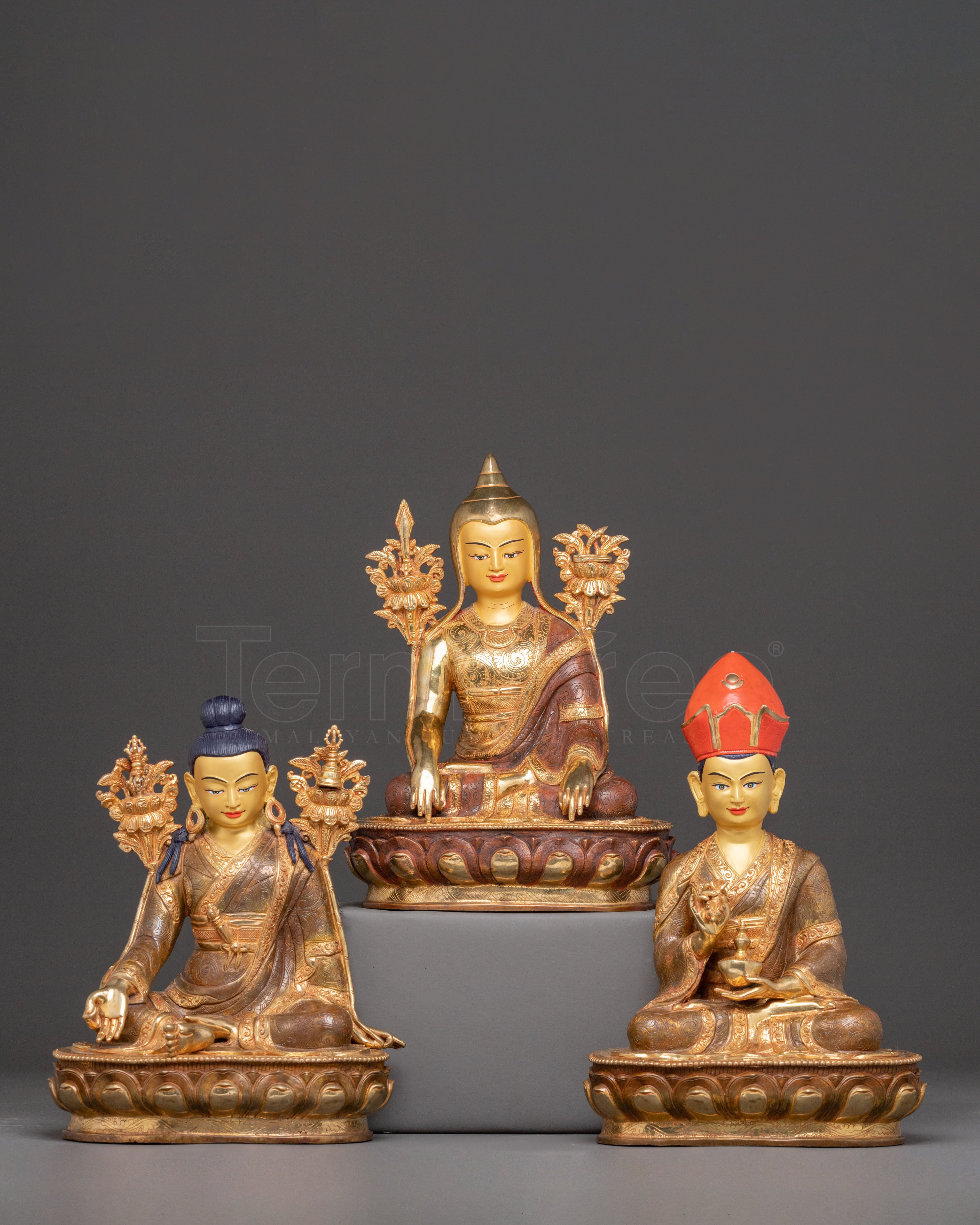 Lineage Masters Statue Set |  Long Chengpa , Jigme Lingpa, & Karmapa 