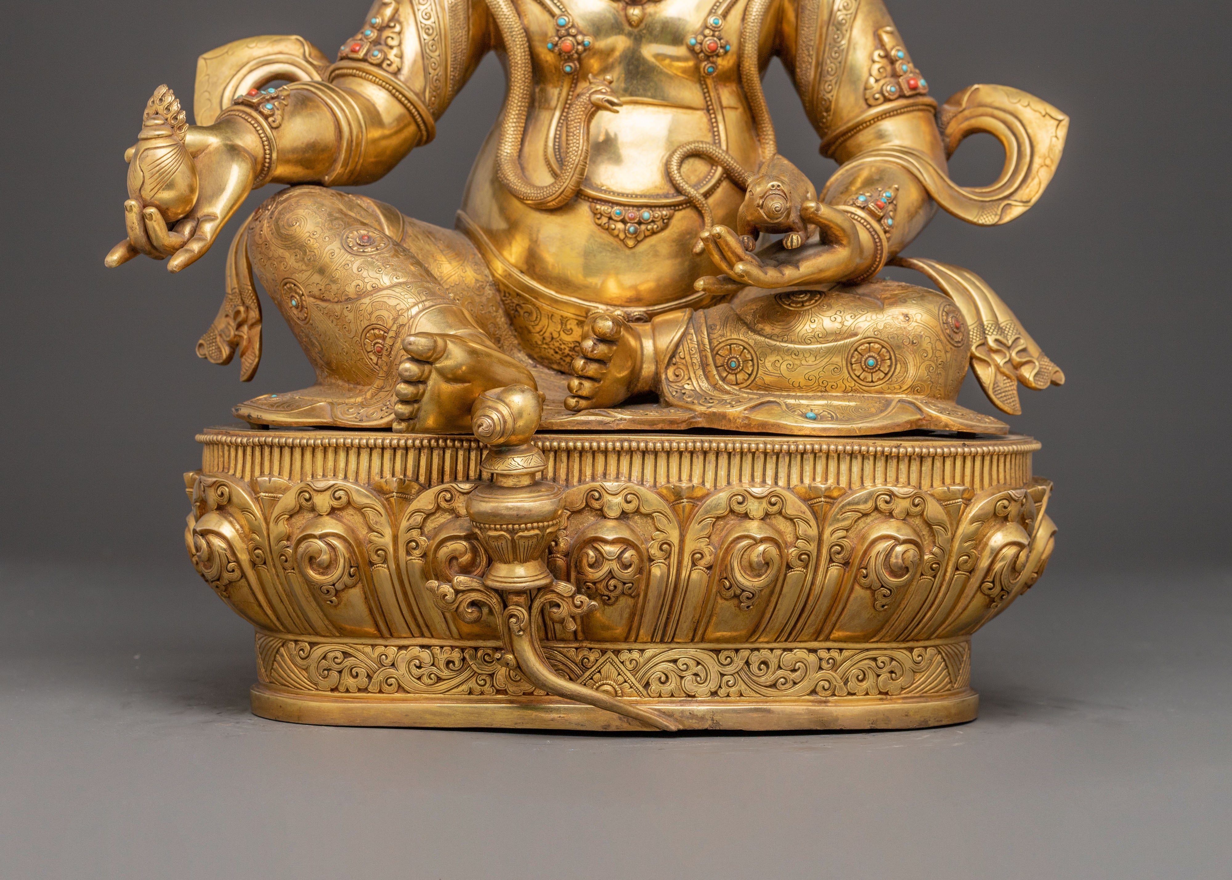 Golden Statue of Wealth Icon Dzambhala | Lord of Abundance