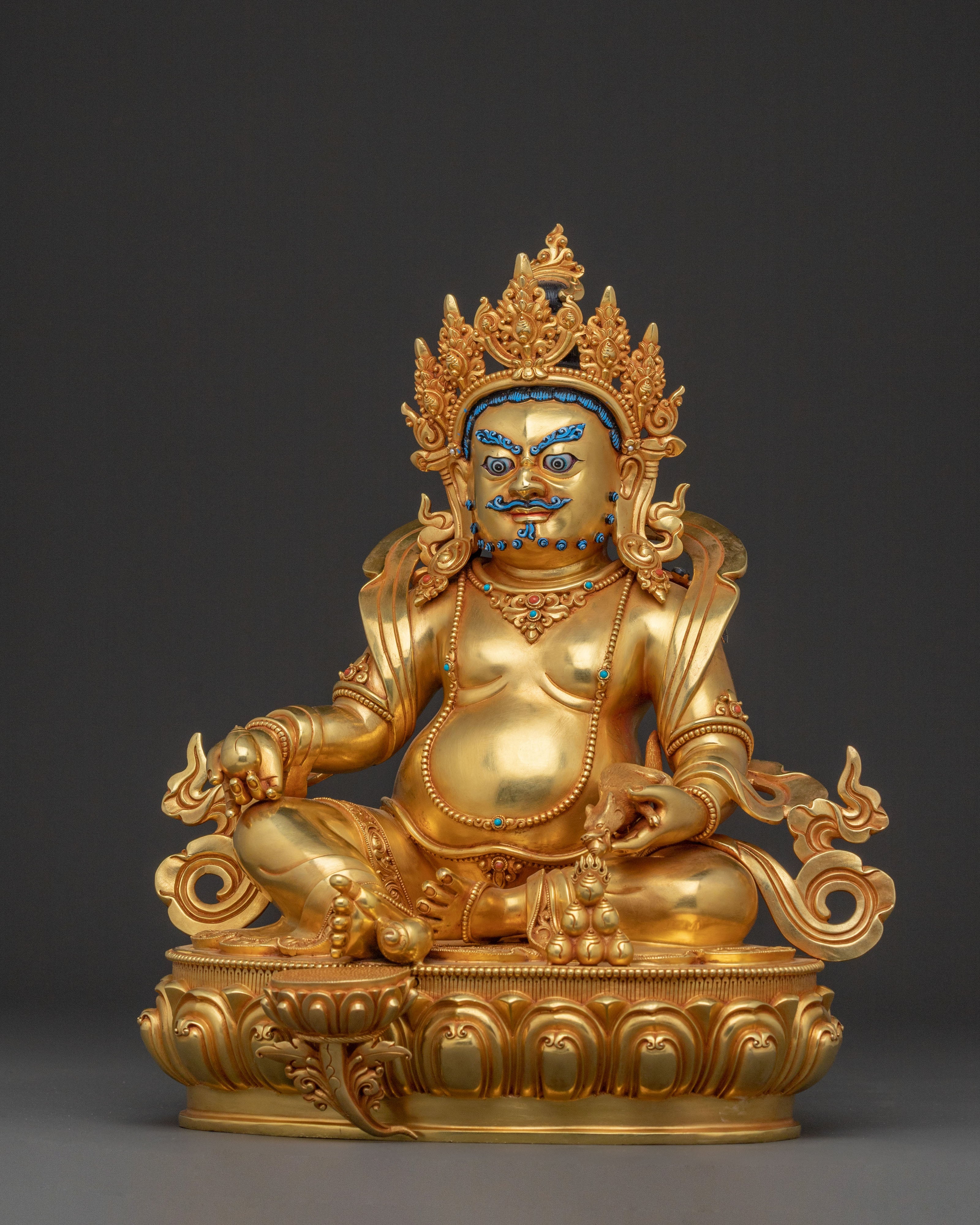 Yellow Dzambhala Wealth Deity Traditional Statue