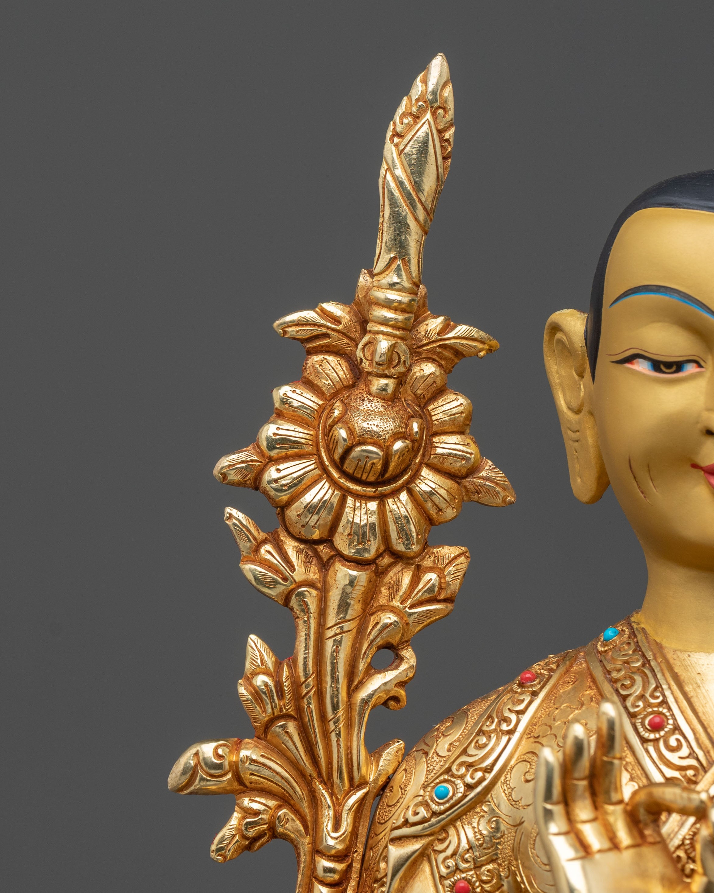 Tsongkhapa Spiritual Sculpture: Hand-Gilded Copper