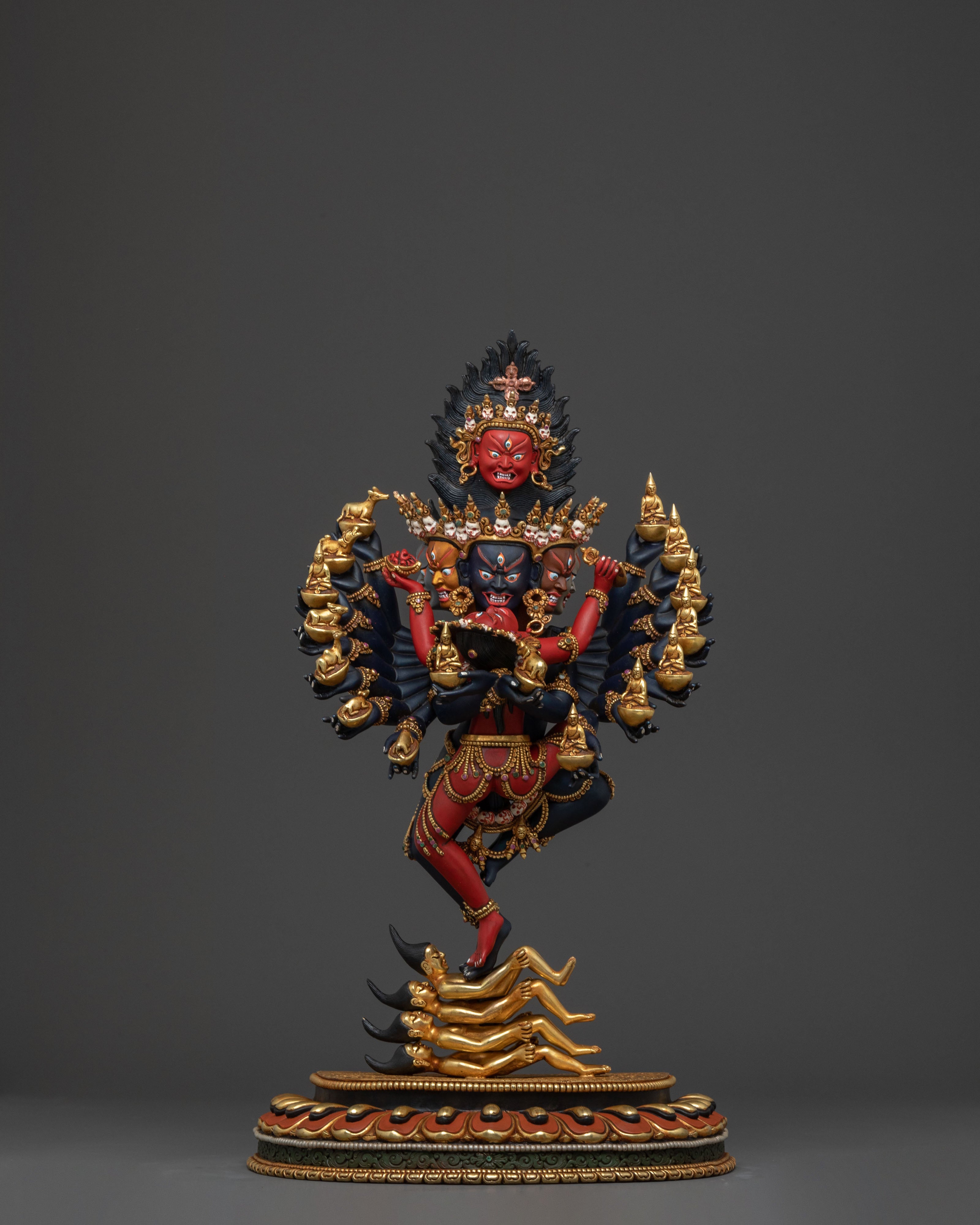 Hevajra 24k Gold Gilded Statue | Union of Wisdom
